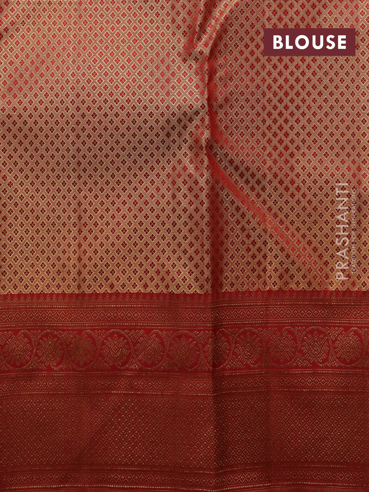 Pure kanchipuram tissue silk saree pastel lavender and red with allover zari woven brocade weaves and zari woven border - Image 4