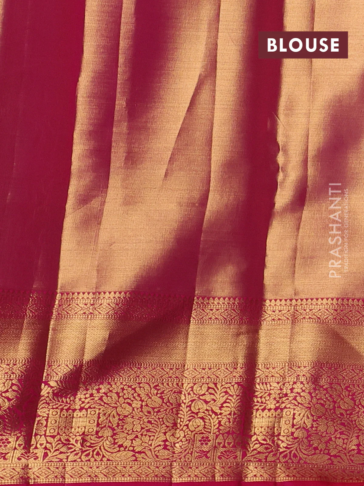 Pure kanchipuram tissue silk saree pink with allover zari woven brocade weaves and zari woven border - Image 4