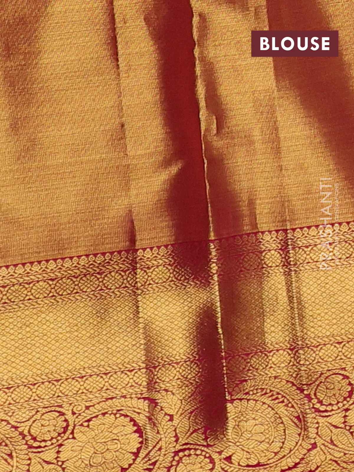 Pure kanchipuram tissue silk saree pink with allover zari woven brocade weaves and zari woven border - Image 4