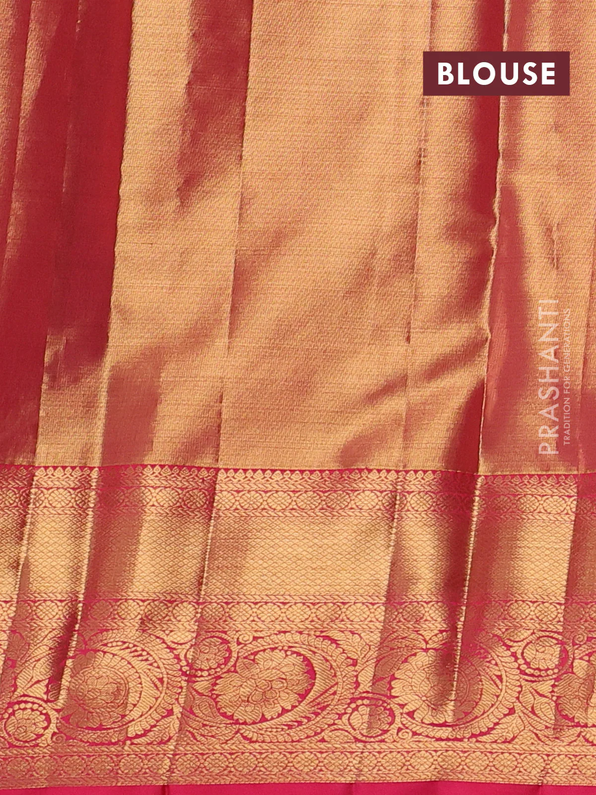 Pure kanchipuram tissue silk saree pink with allover zari woven brocade weaves and zari woven border - Image 4