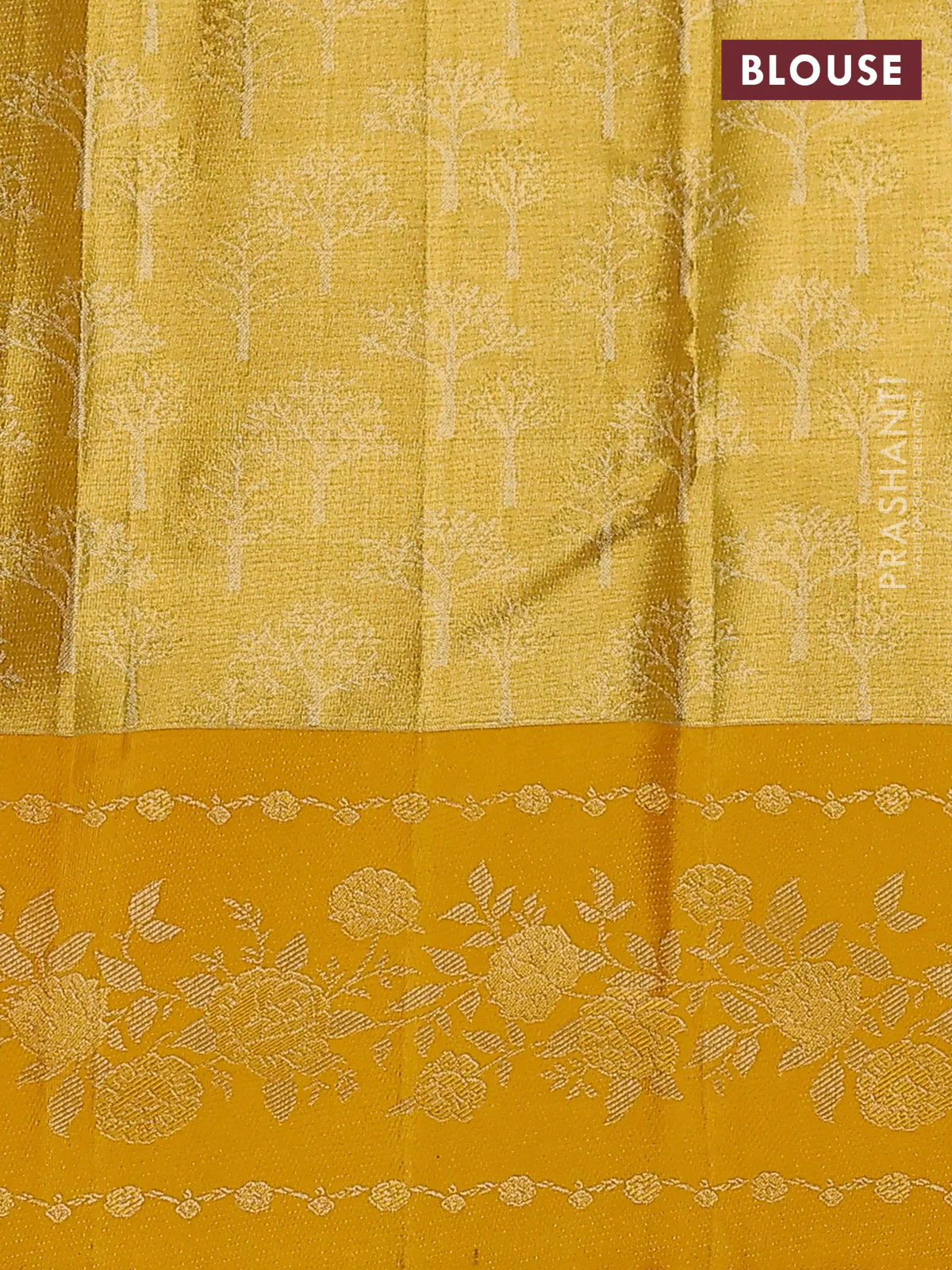 Pure kanchipuram Tissue silk saree pista green and mustard yellow with allover zari weaves and floral design zari border - Image 4