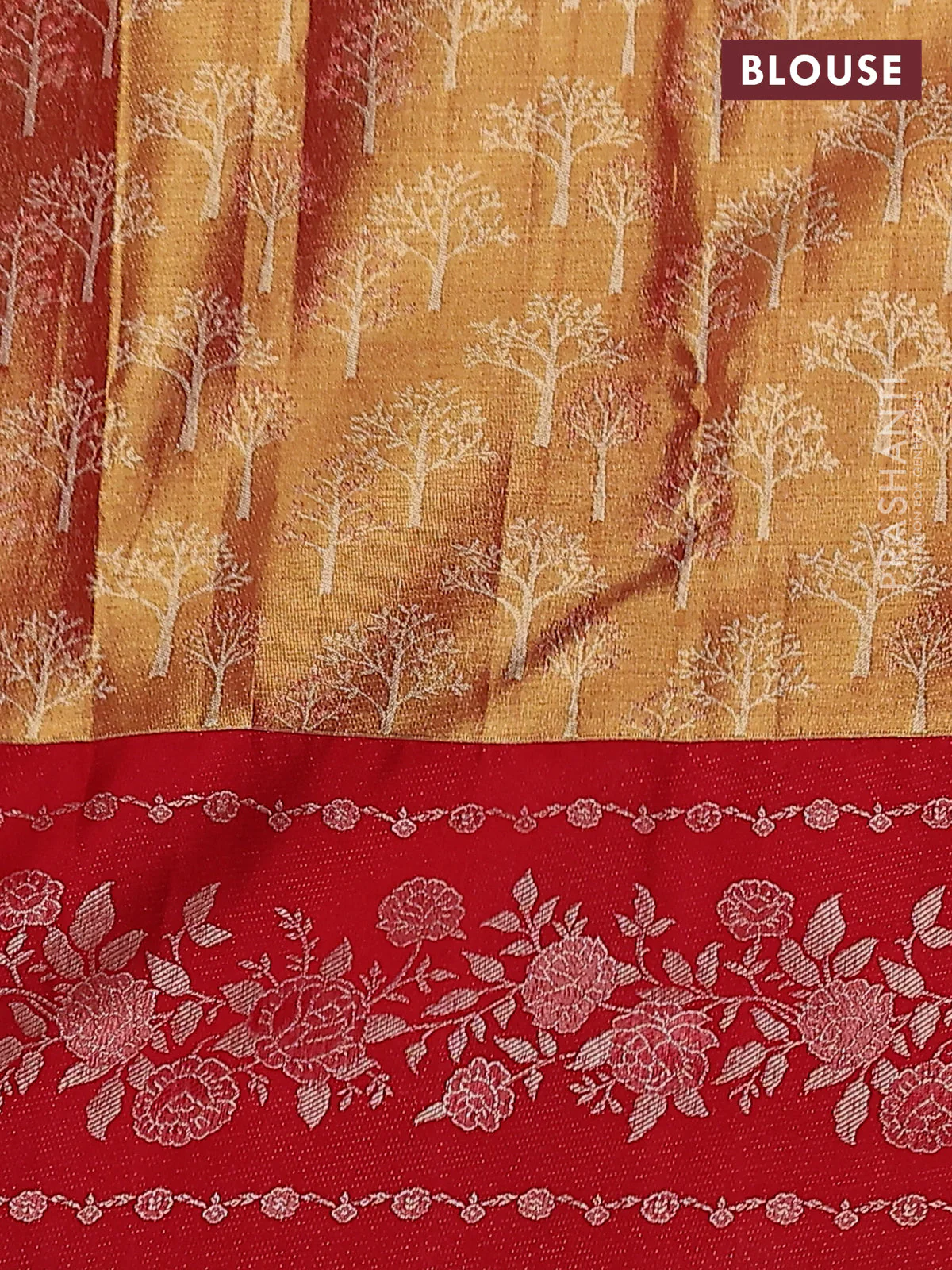 Pure kanchipuram Tissue silk saree pista green and red with allover zari weaves and floral design zari border - Image 4