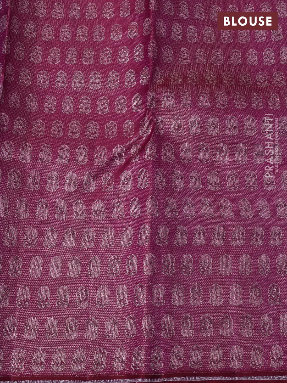 Pure kanchipuram tissue silk saree purple and wine shade with allover silver zari woven brocade weaves and floral design zari woven border - Image 5