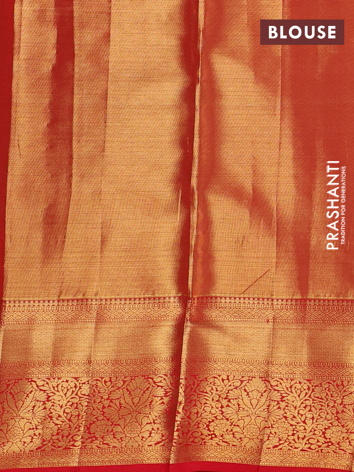 Pure kanchipuram tissue silk saree red with allover silver zari woven brocade weaves and zari woven border - Image 4