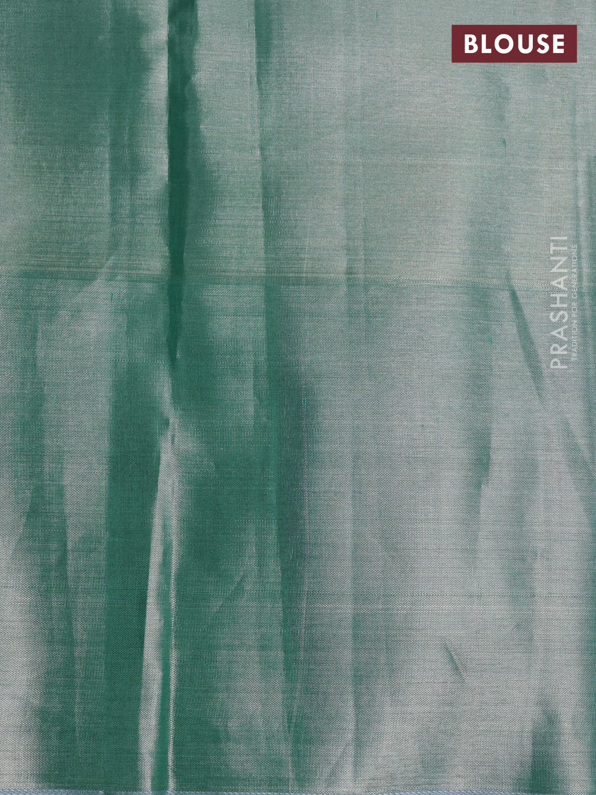 Pure kanchipuram tissue silk saree silver and teal blue with annam & rudhraksha zari woven buttas and rich zari woven border - Image 4