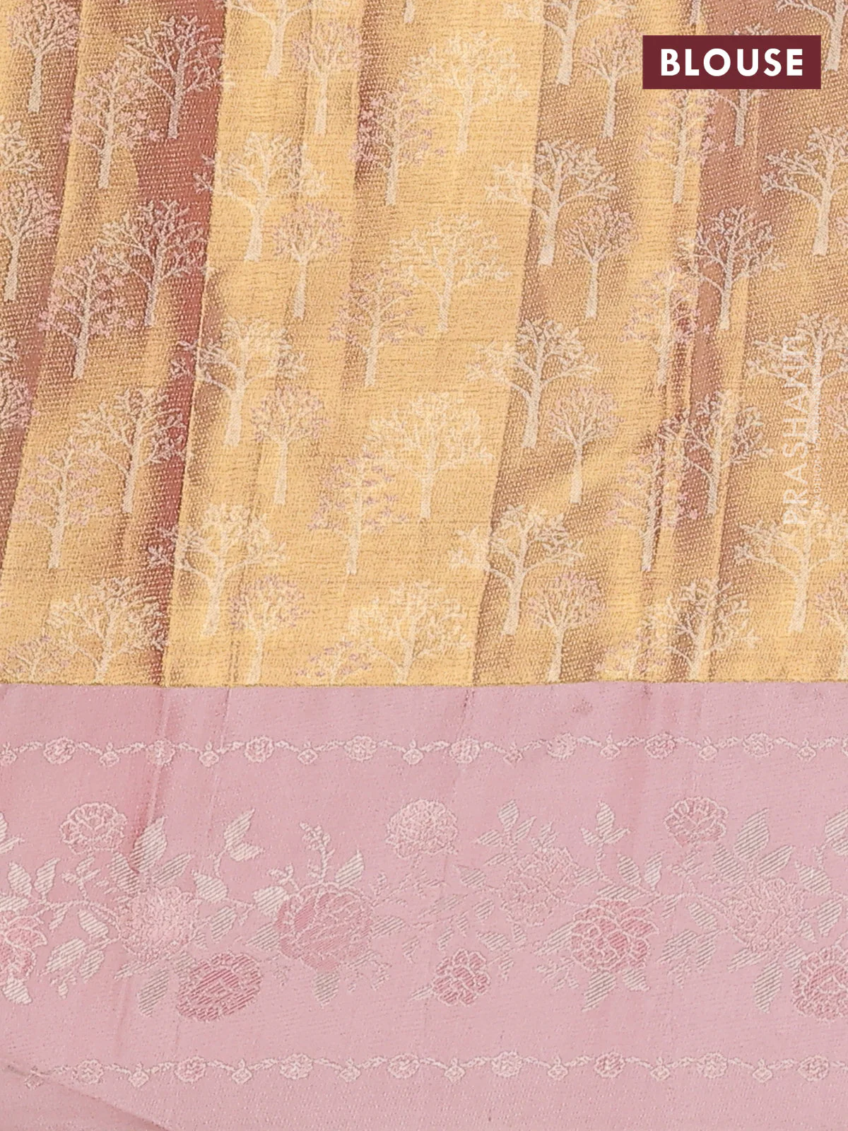 Pure kanchipuram Tissue silk saree teal green and peach shade with allover zari weaves and floral design zari border - Image 4