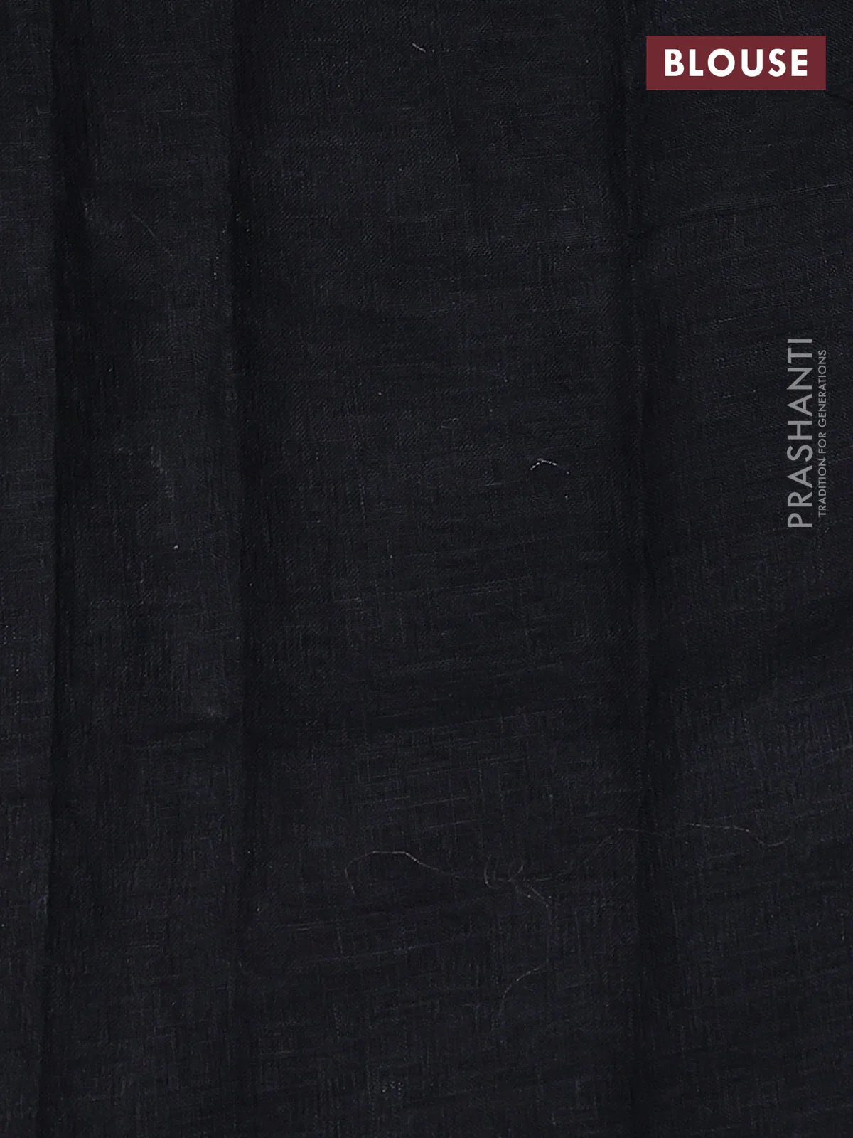 Pure linen saree black with gold & silver zari woven buttas and silver zari woven piping border - Image 3