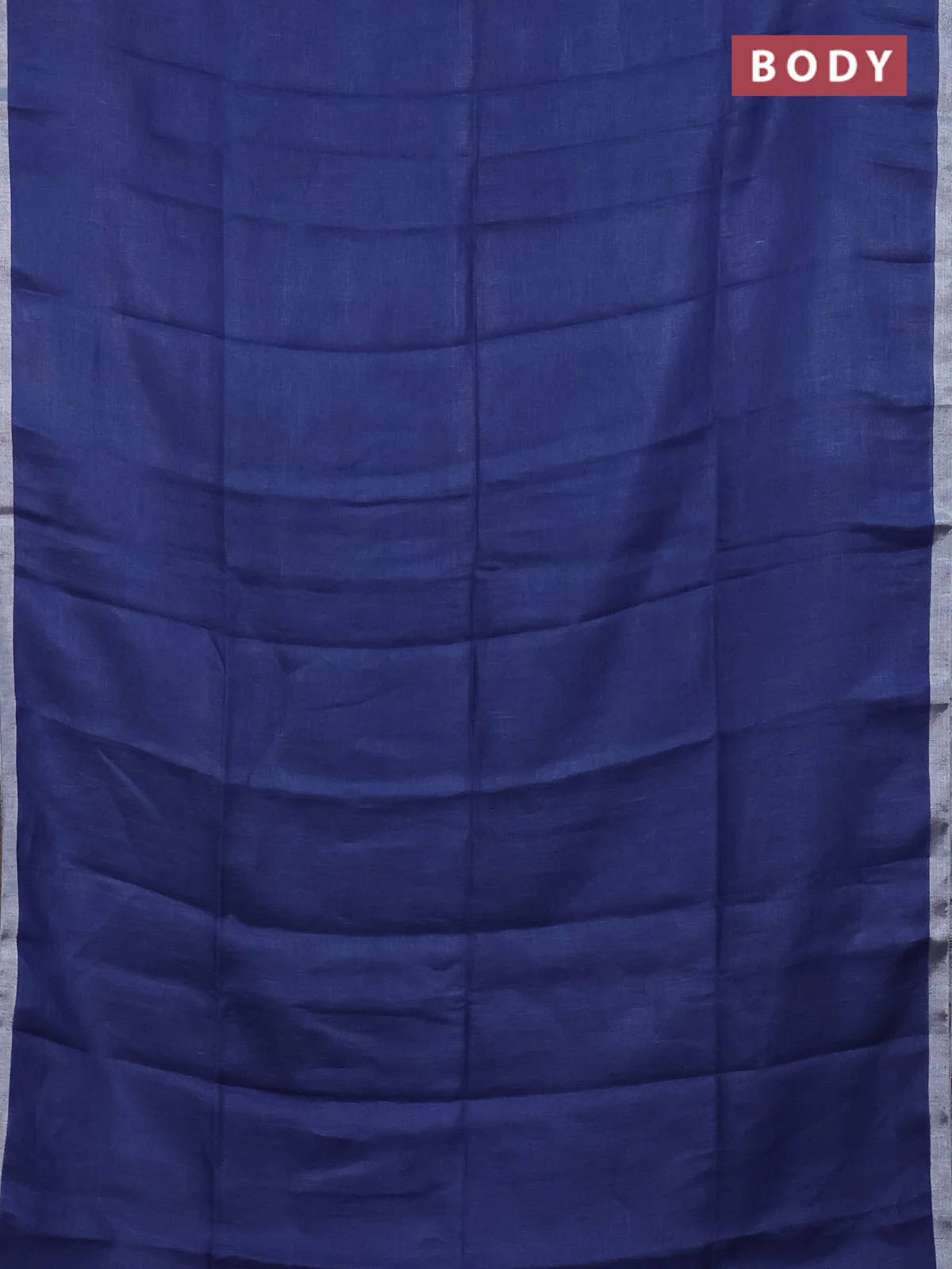 Pure linen saree blue and bluish grey with plain body and silver zari woven border - Image 2