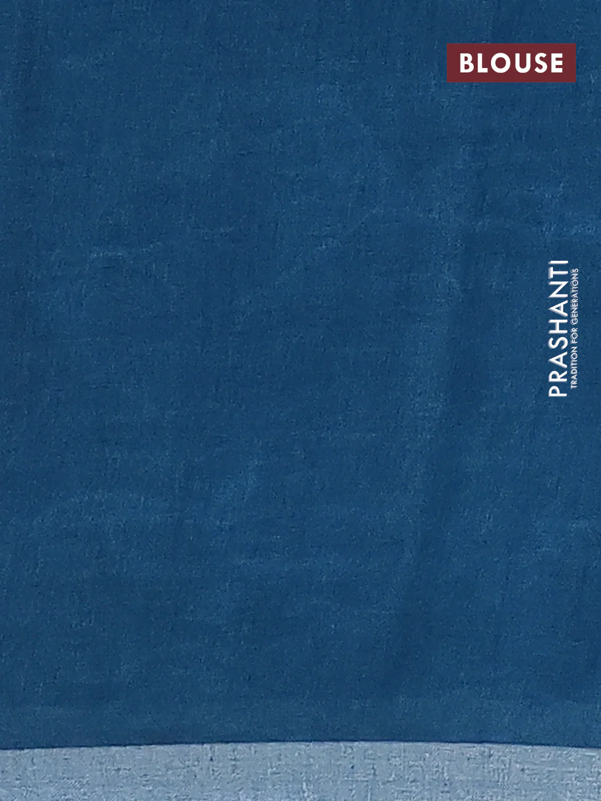 Pure linen saree cs blue and peacock blue with plain body and silver zari woven border - Image 4