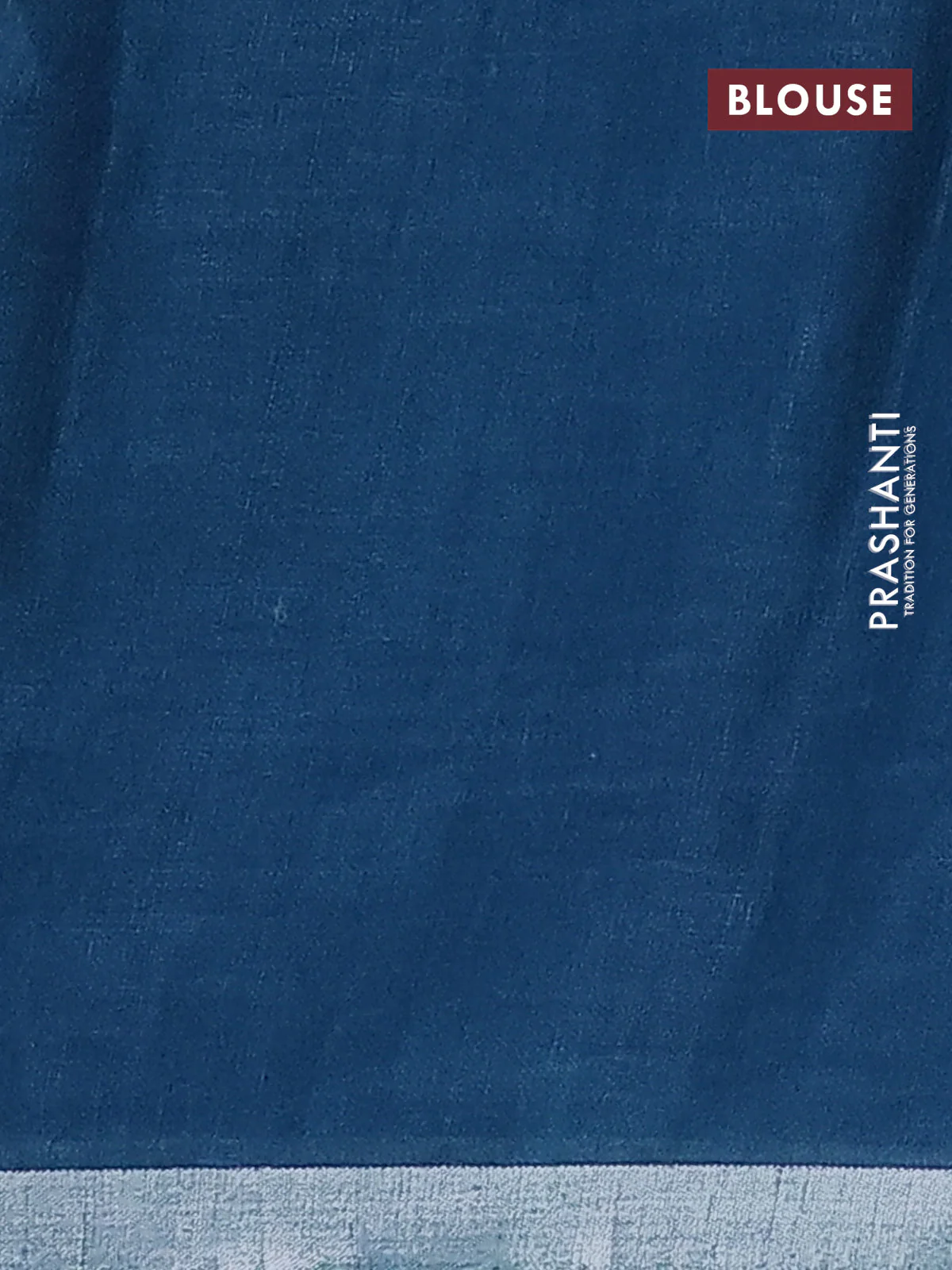 Pure linen saree cs blue and teal blue with plain body and silver zari woven border - Image 4