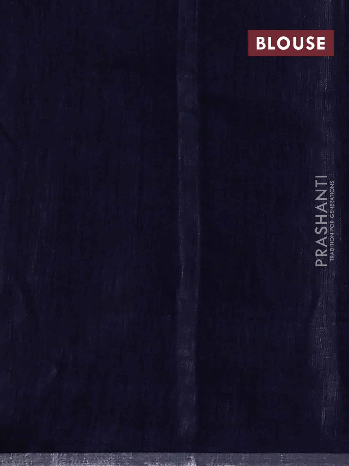 Pure linen saree navy blue with gold & silver zari woven buttas and silver zari woven piping border - Image 3