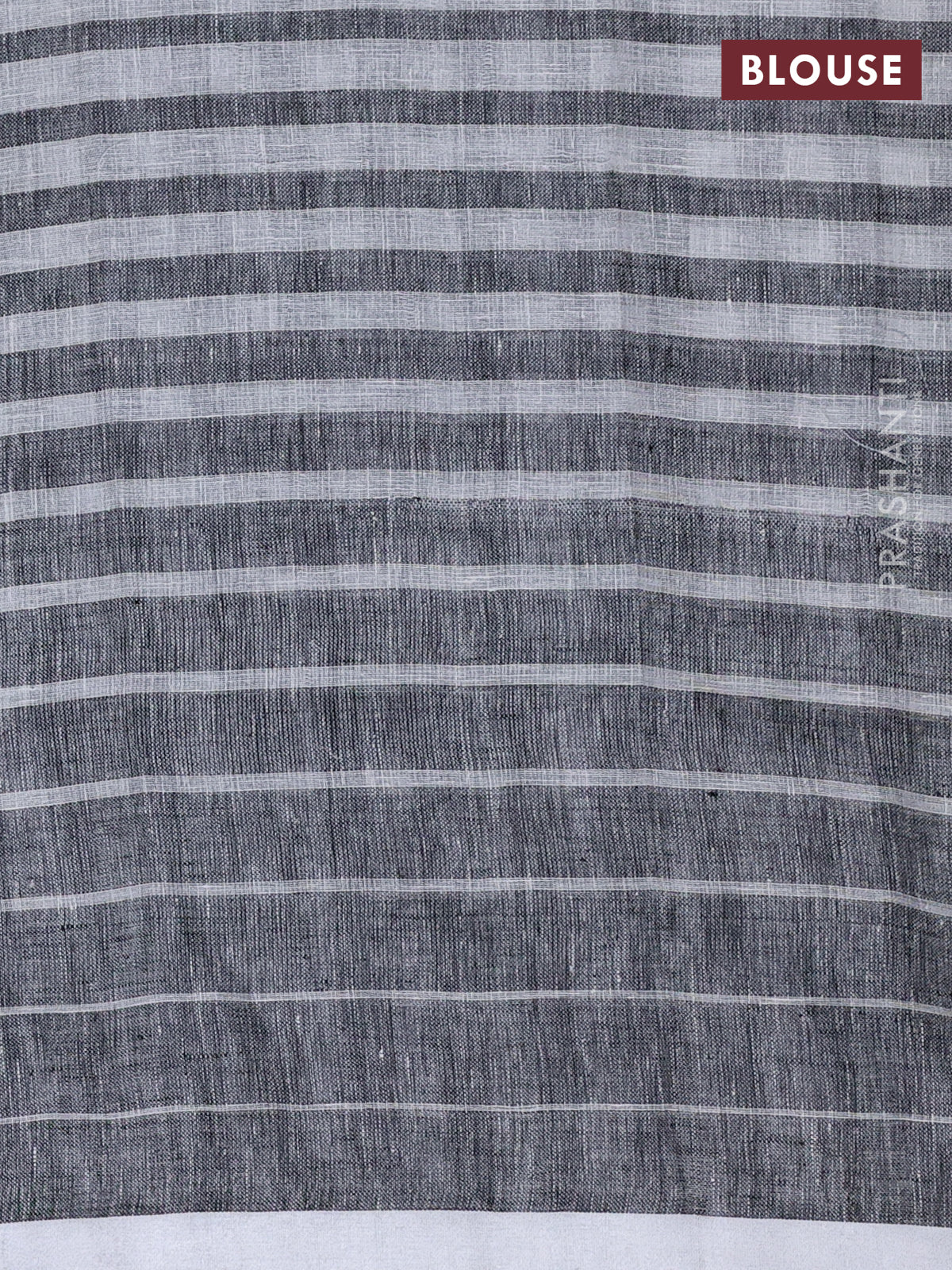 Pure linen saree off white and black with half & half style and border less style - Image 3