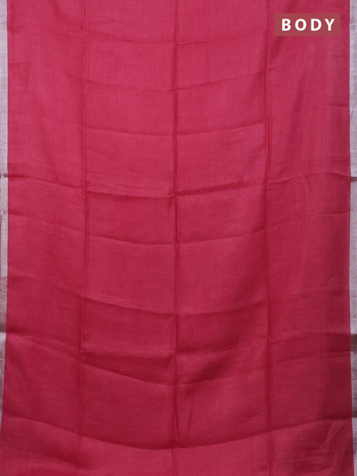 Pure linen saree pink shade with plain body and silver zari woven border - Image 2