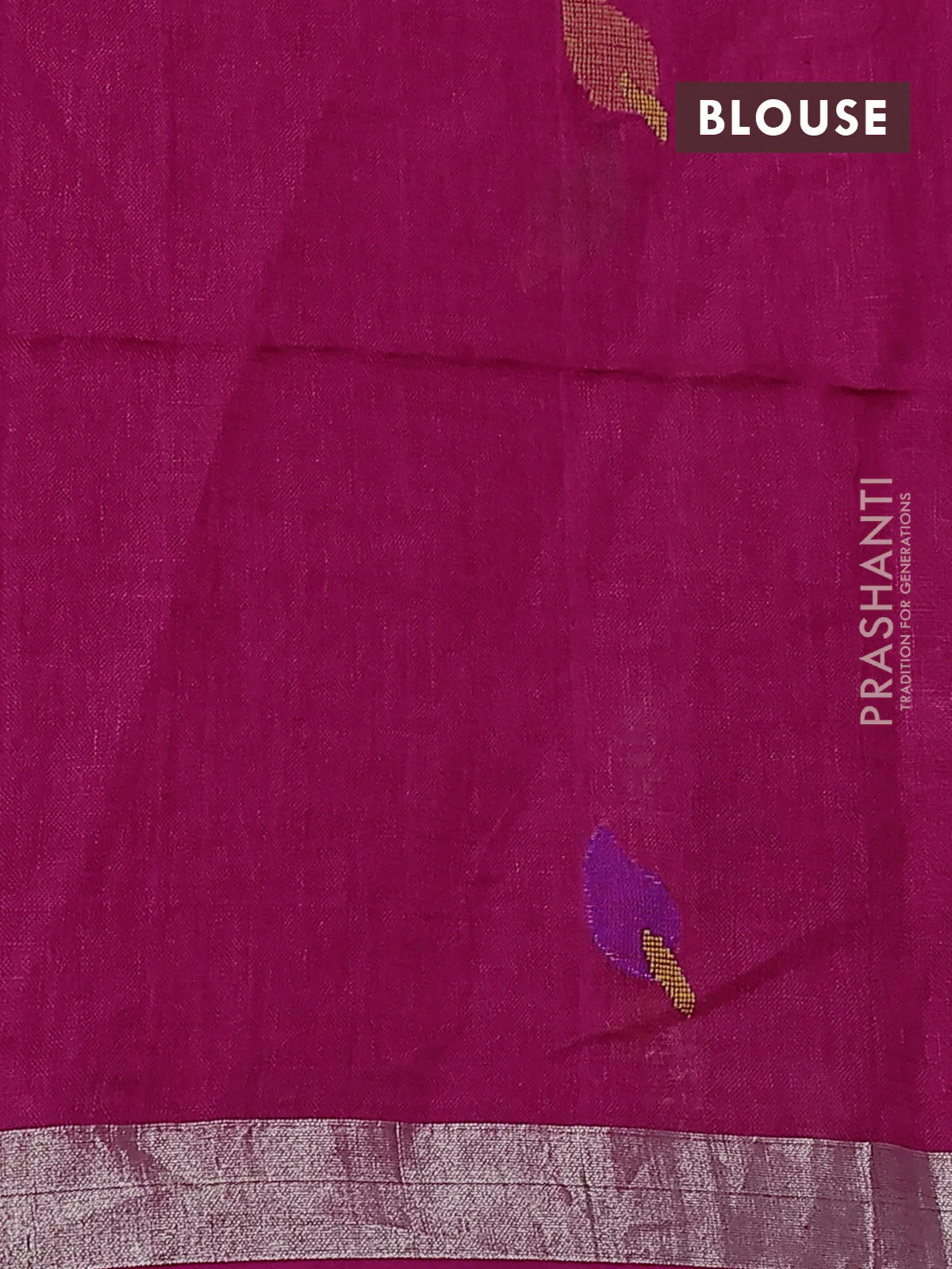 Pure linen saree pink with thread woven buttas and jamdhani pallu - Image 3