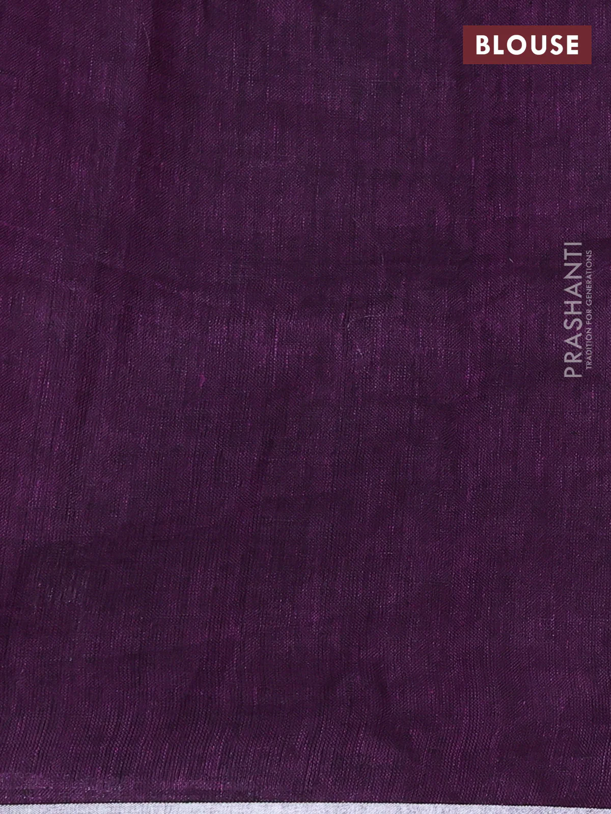 Pure linen saree purple with gold & silver zari woven buttas and silver zari woven piping border - Image 3