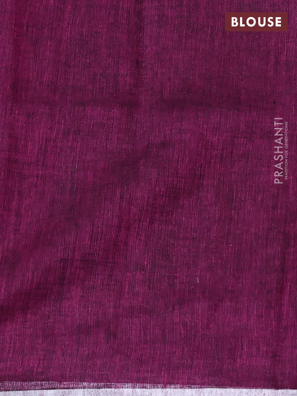 Pure linen saree wine shade with gold & silver zari woven buttas and silver zari woven piping border - Image 3