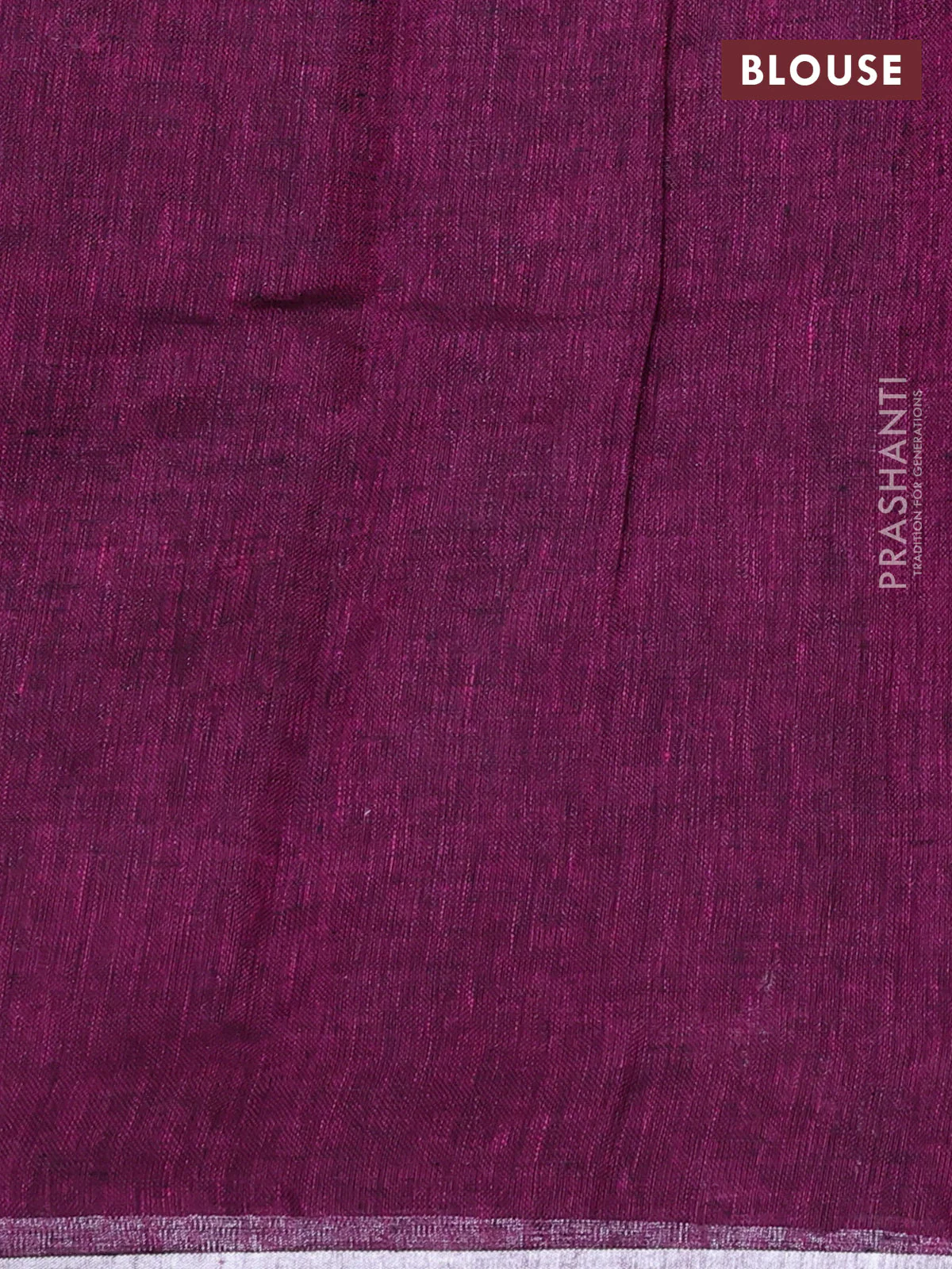 Pure linen saree wine shade with thread & silver zari woven buttas and silver zari woven piping border - Image 3