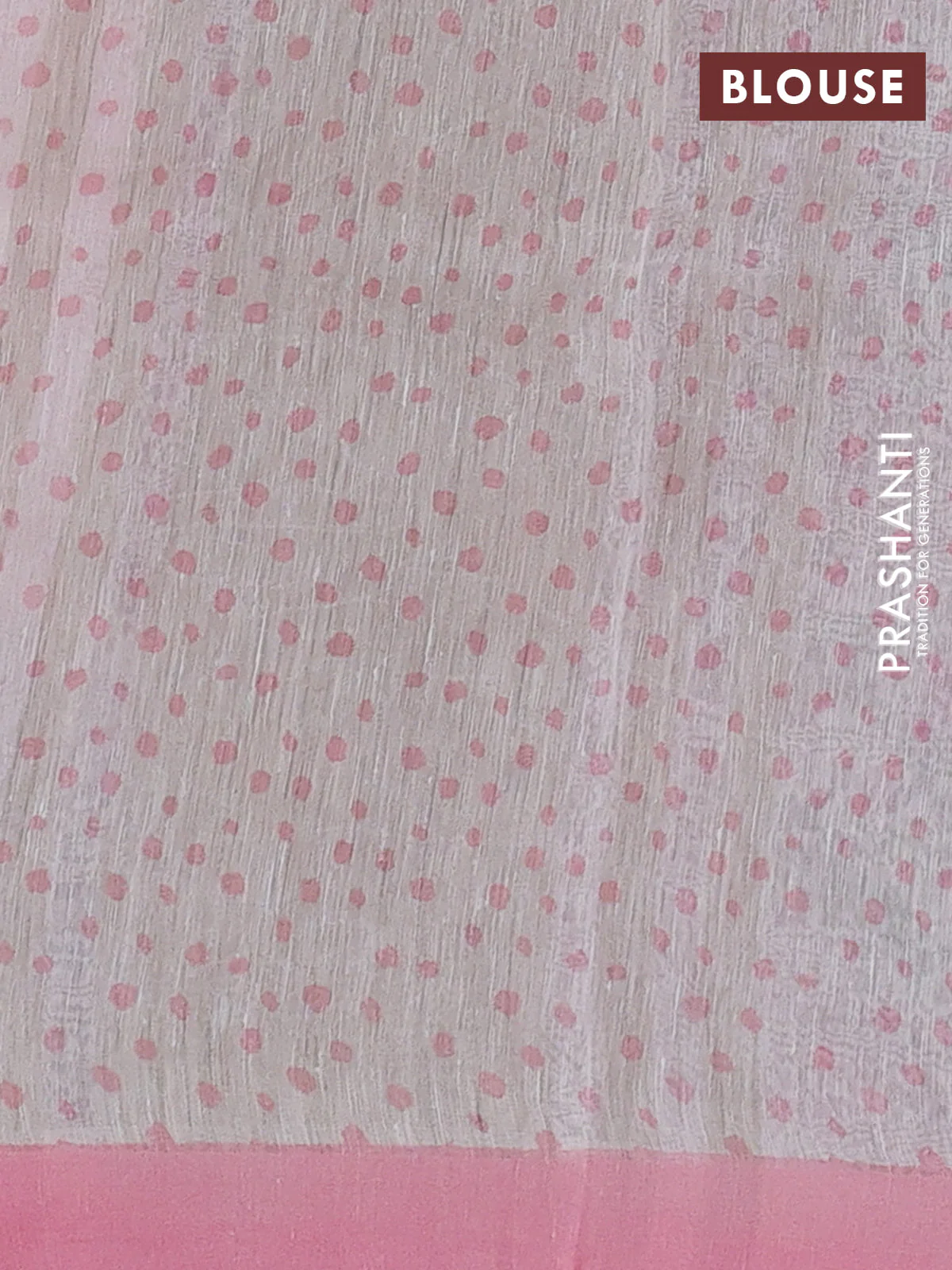 Pure linen silk saree baby pink with allover floral prints and simple border - Image 3