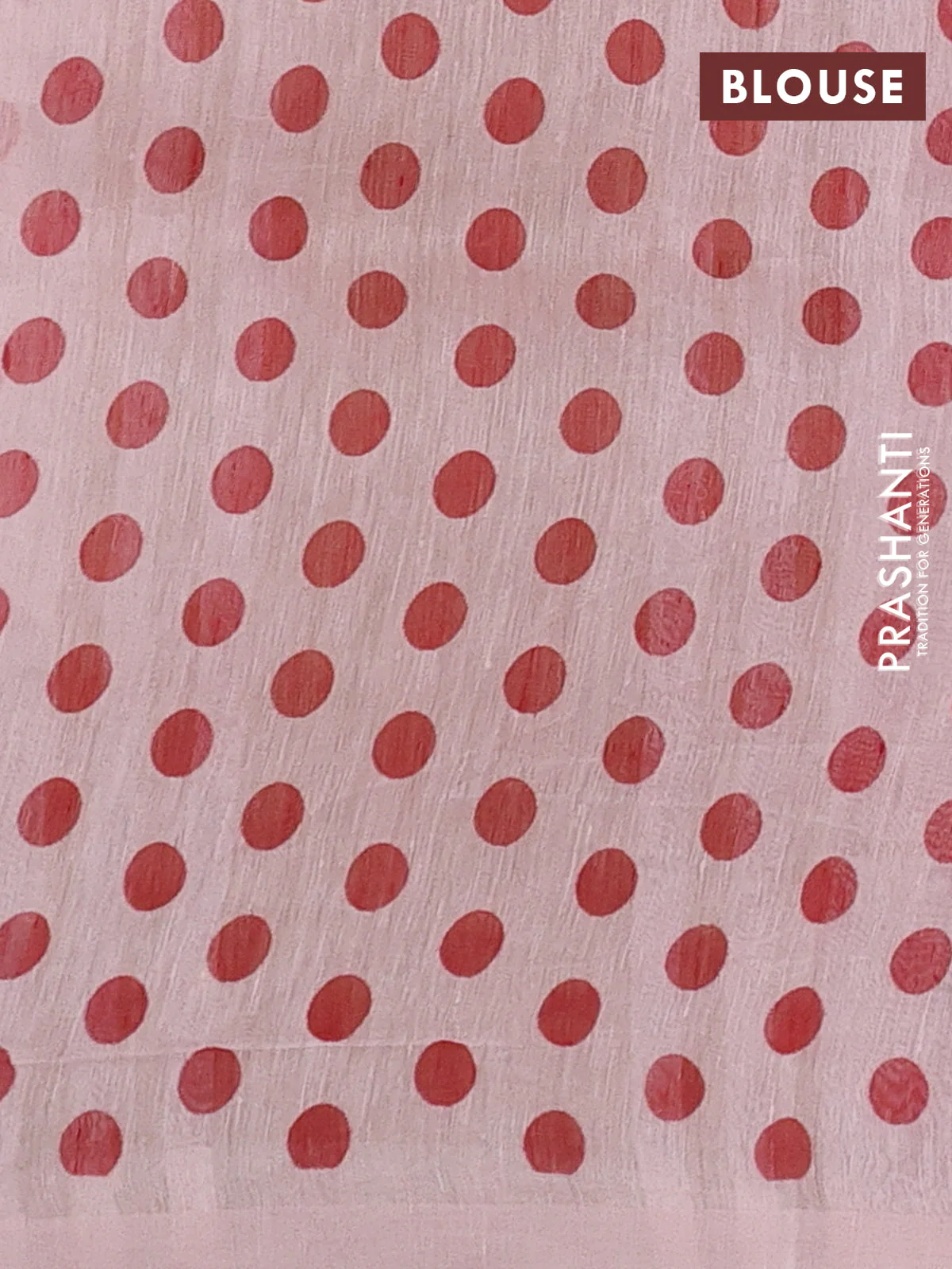 Pure linen silk saree mild peach with allover floral prints and simple border - Image 3
