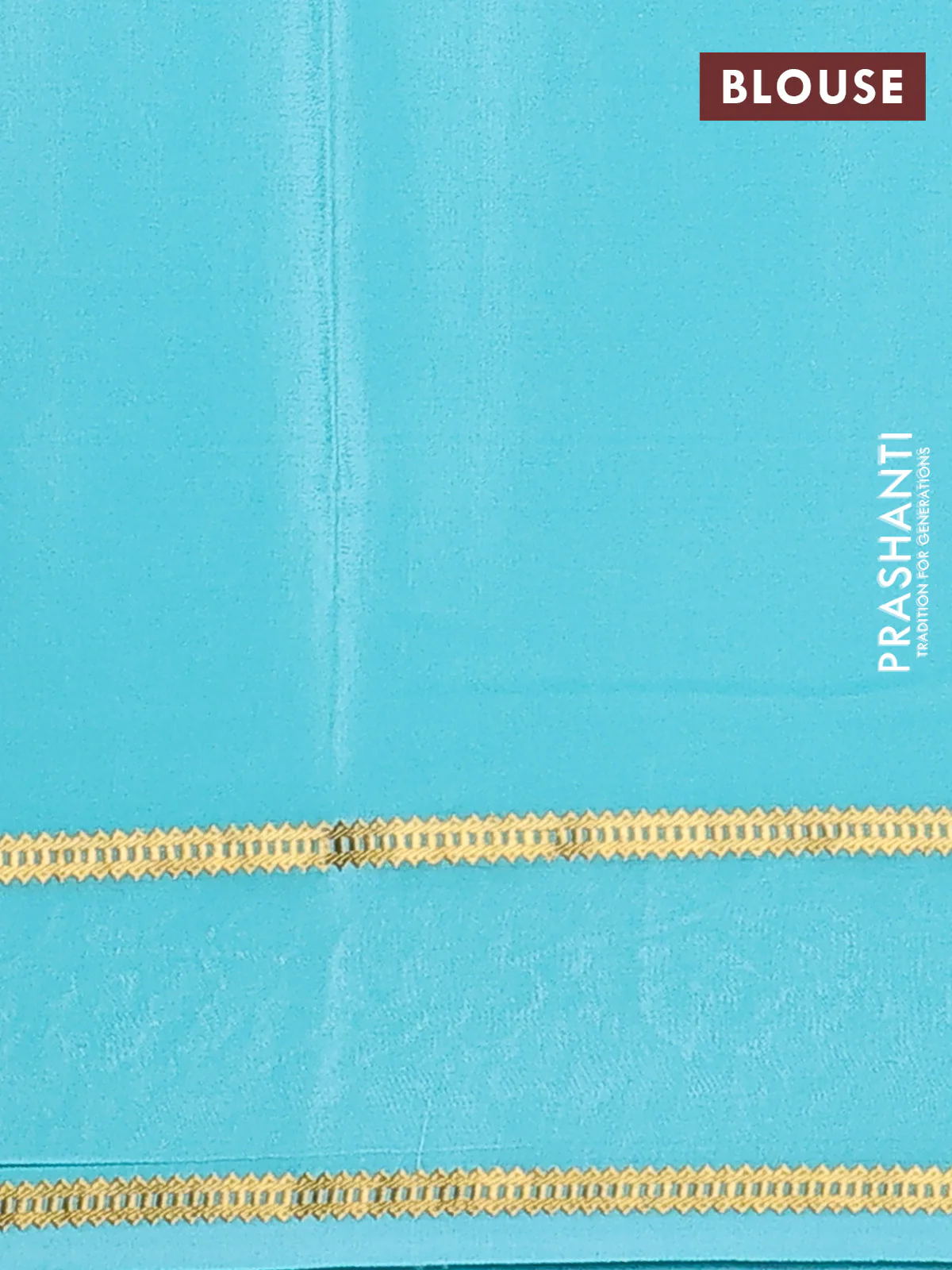 Pure mysore crepe silk saree teal blue with plain body and zari woven embroidery work border - Image 3