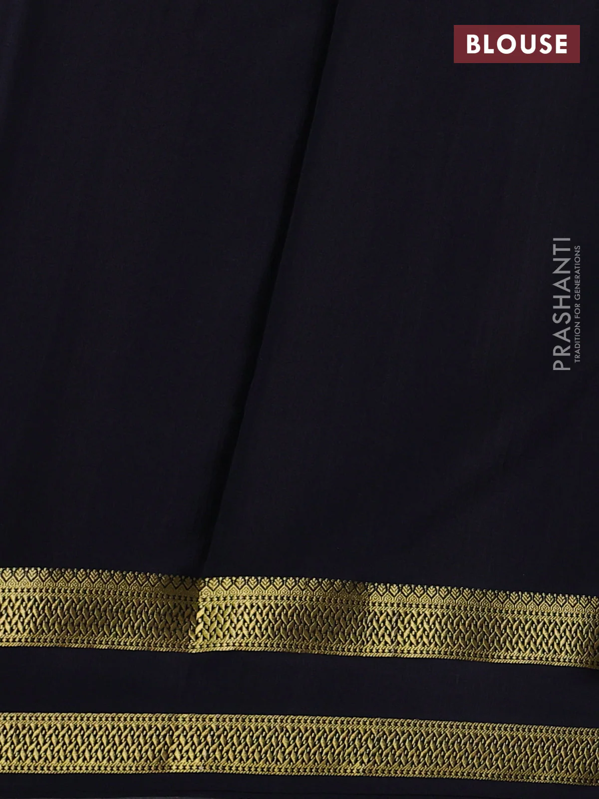 Pure mysore silk saree black with allover zari checked pattern and rettapet zari woven border - Image 3