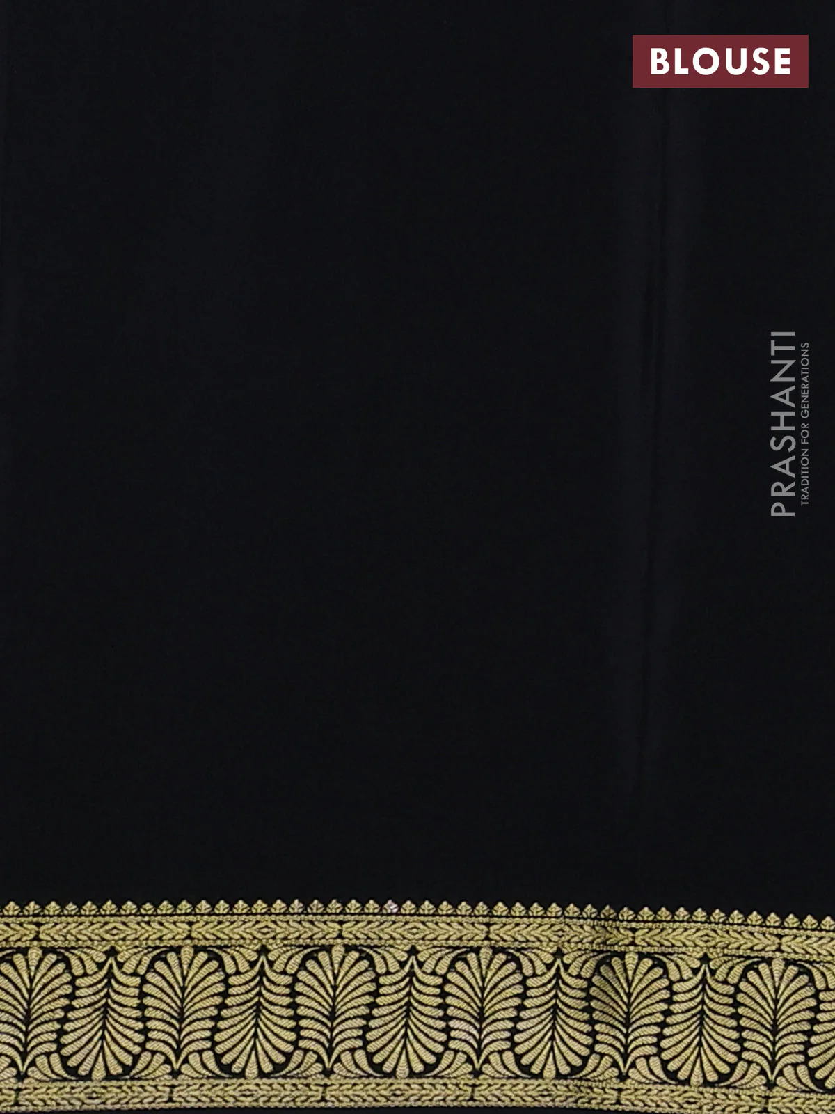 Pure mysore silk saree blue and black with plain body and zari woven border - Image 3