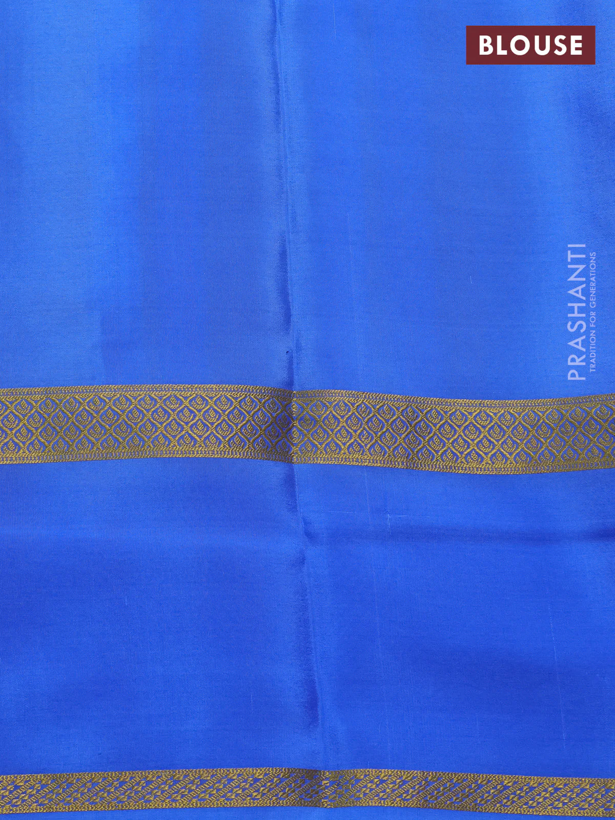 Pure mysore silk saree blue with allover checks & geometric prints and rettapet zari woven border - Image 4