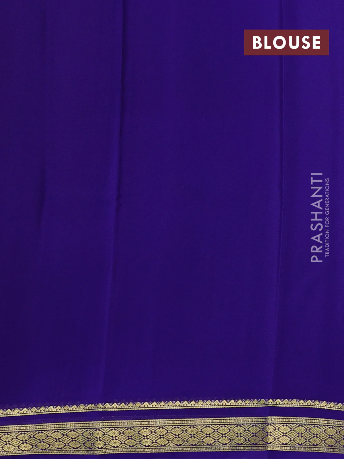 Pure mysore silk saree blue with plain body and zari woven border - Image 3