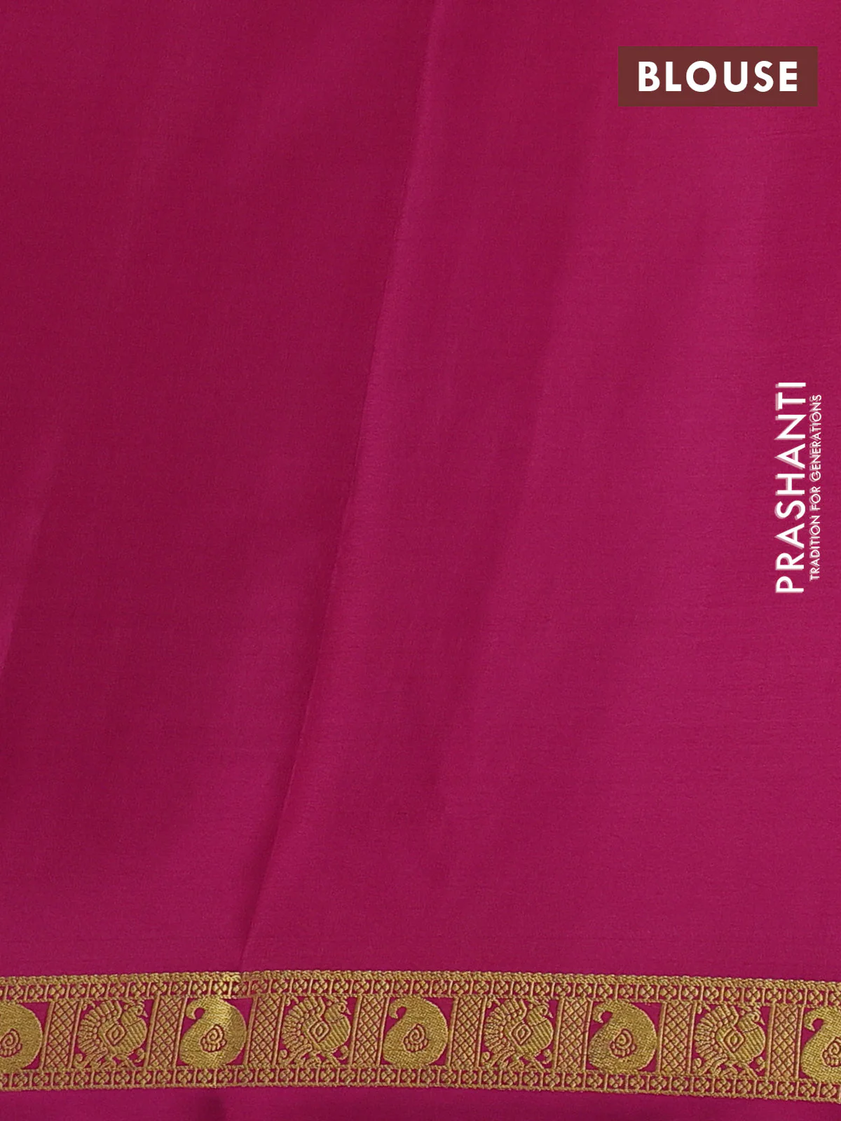 Pure mysore silk saree bottle green and magenta pink with allover zari stripes pattern & buttas and zari woven border - Image 3