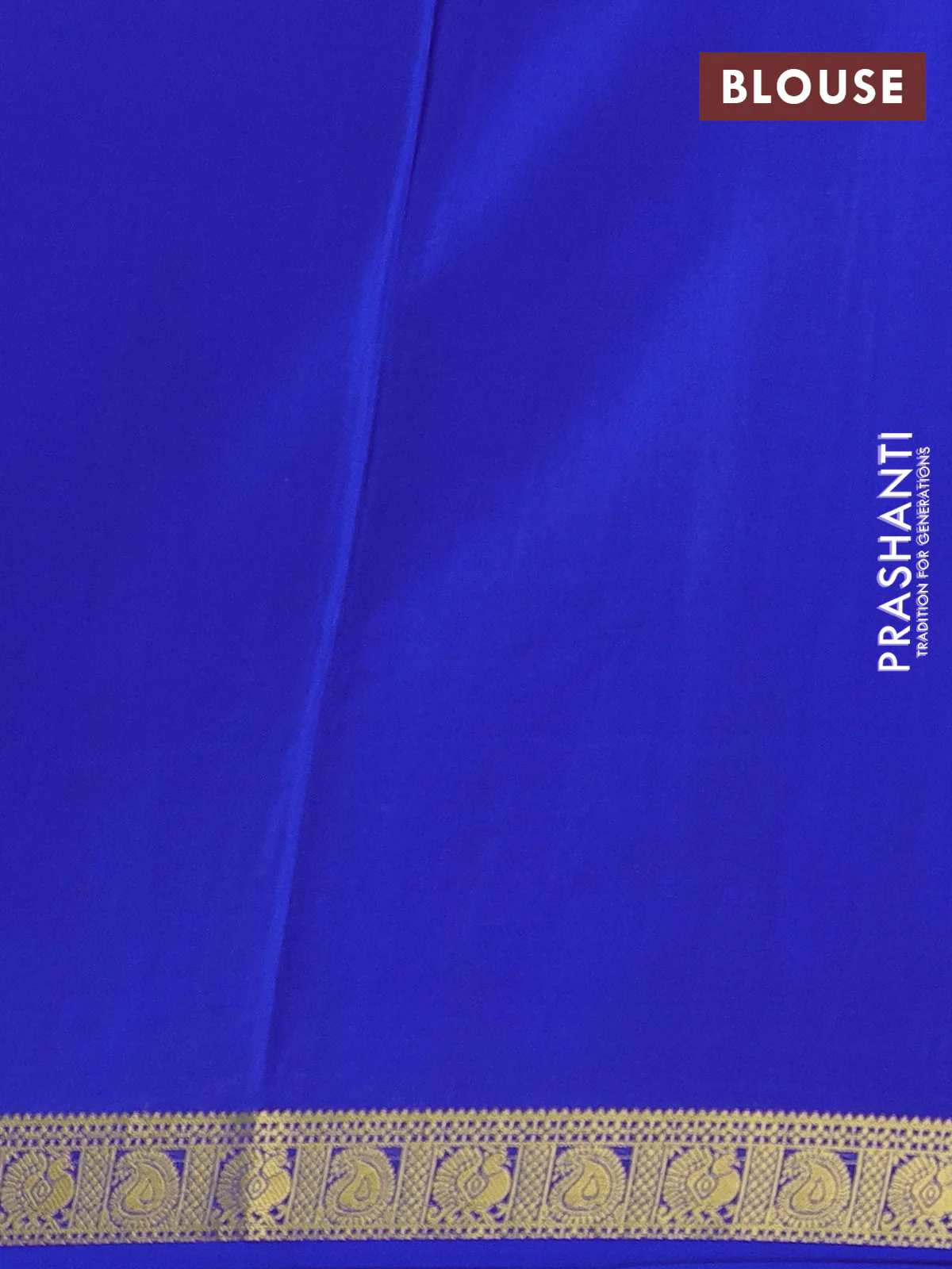 Pure mysore silk saree bottle green and royal blue with allover zari stripes pattern & buttas and zari woven border - Image 3