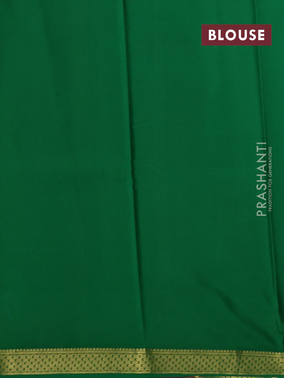 Pure mysore silk saree coffee brown and green with plain body and zari woven border - Image 3