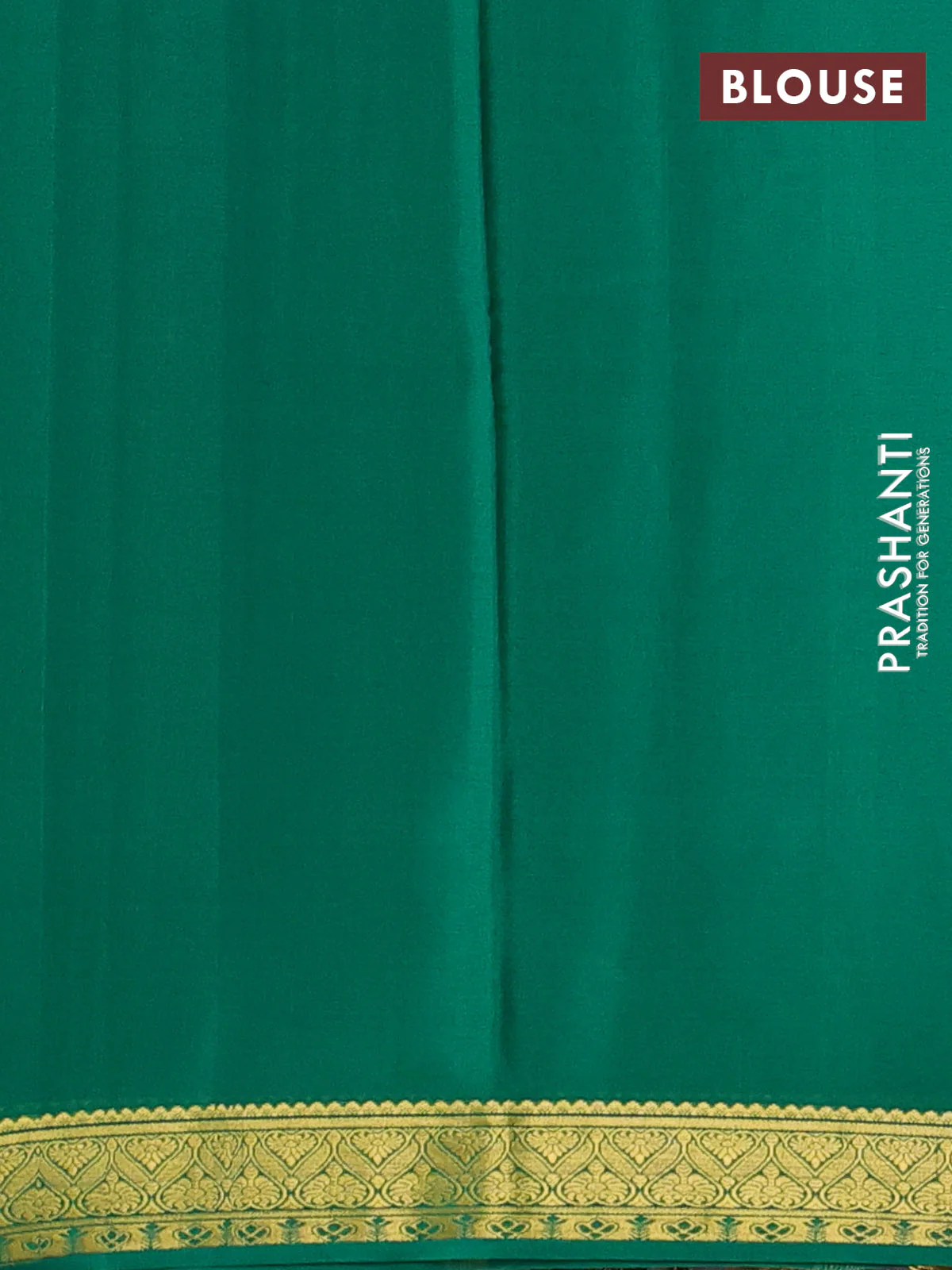 Pure mysore silk saree coffee brown and green with plain body and zari woven border - Image 3