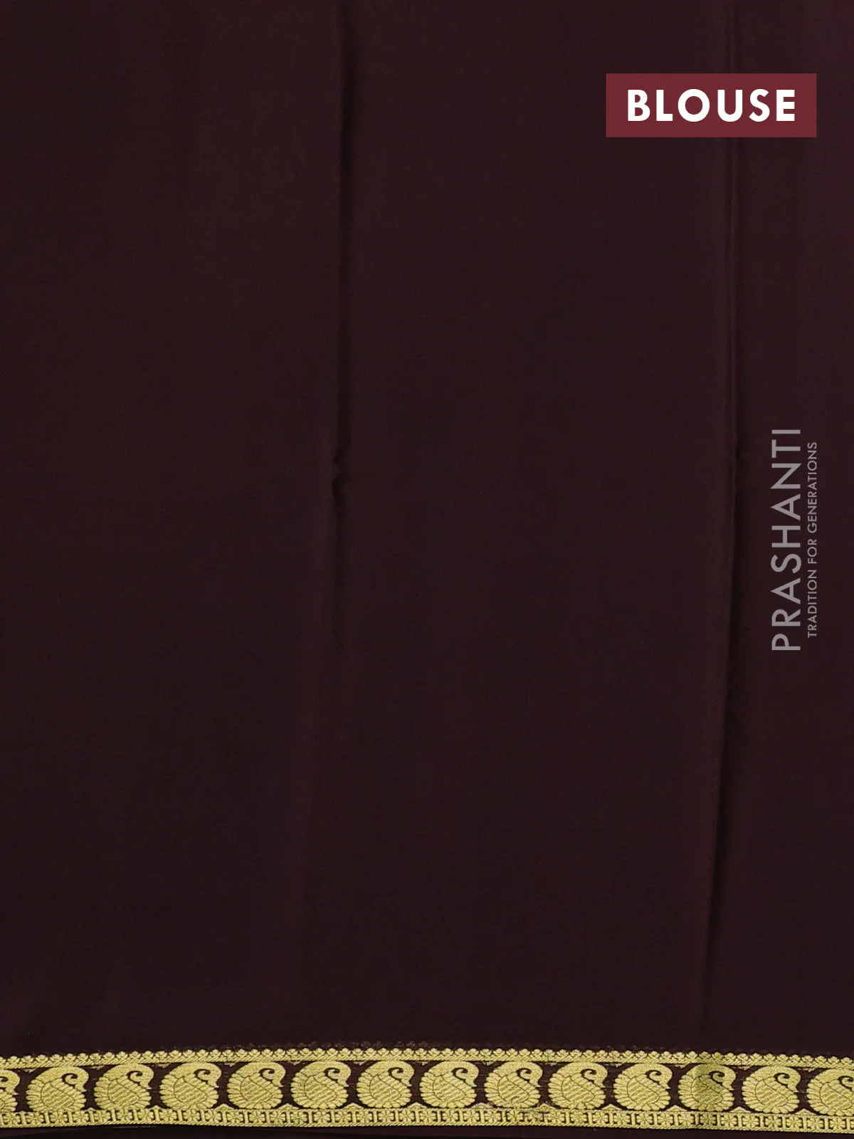 Pure mysore silk saree coffee brown with plain body and paisley zari woven border - Image 3