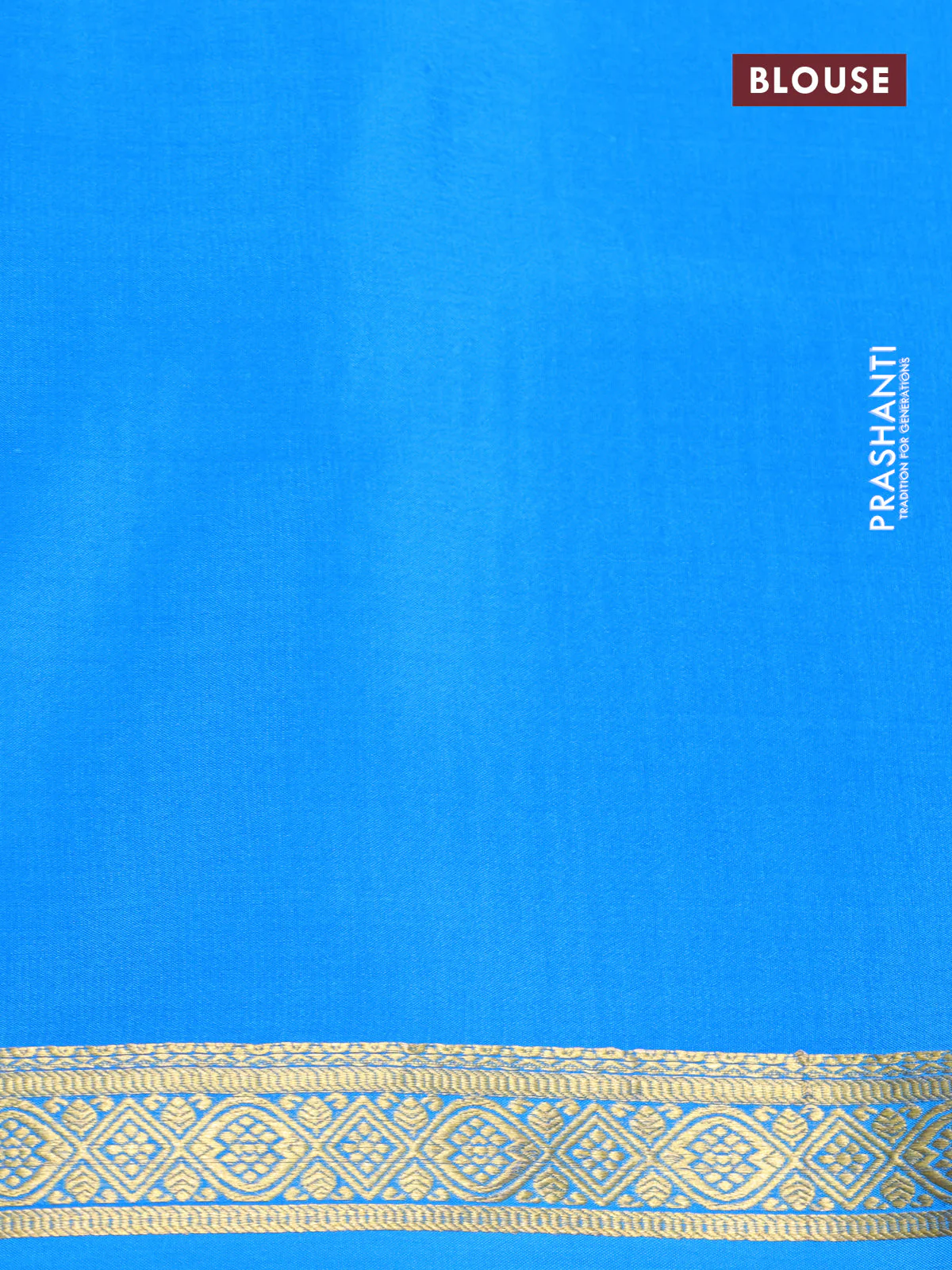 Pure mysore silk saree cs blue with allover geometric zari weaves and zari woven border - Image 3