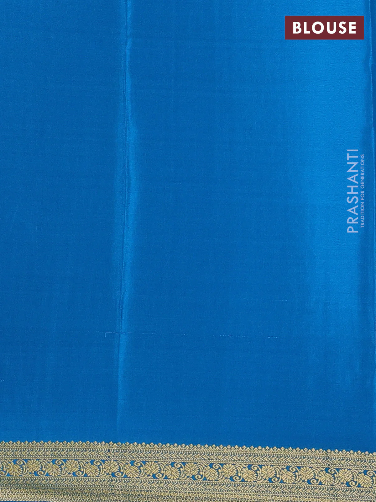 Pure mysore silk saree cs blue with allover zari checked pattern and zari woven border - Image 3