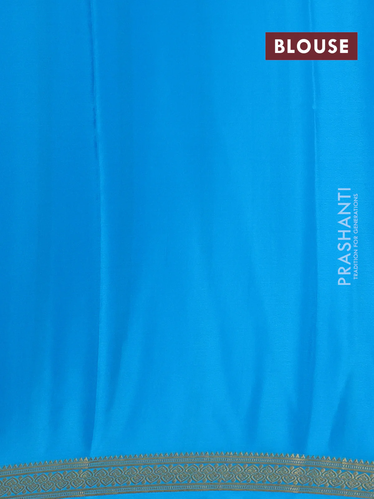 Pure mysore silk saree cs blue with allover zari small checked pattern and zari woven border - Image 3