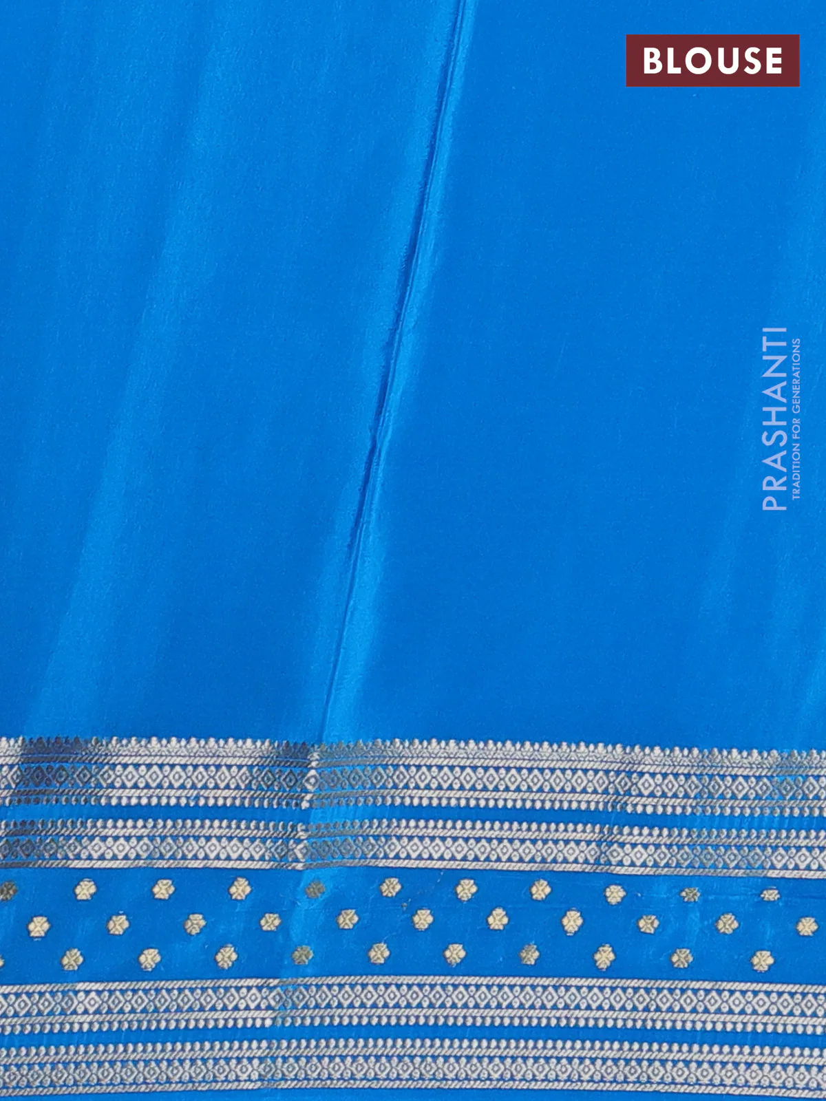 Pure mysore silk saree cs blue with allover zari weaves and zari woven border - Image 3
