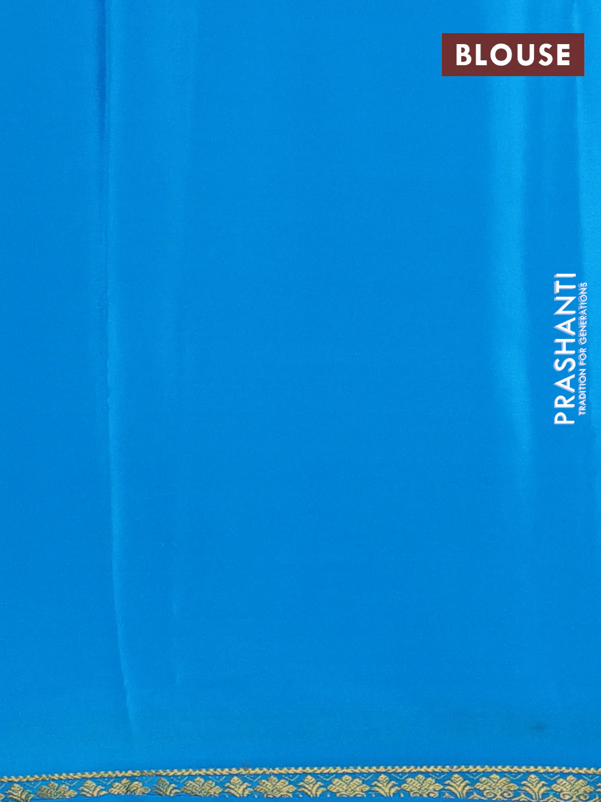 Pure mysore silk saree cs blue with plain body and small zari woven border - Image 3