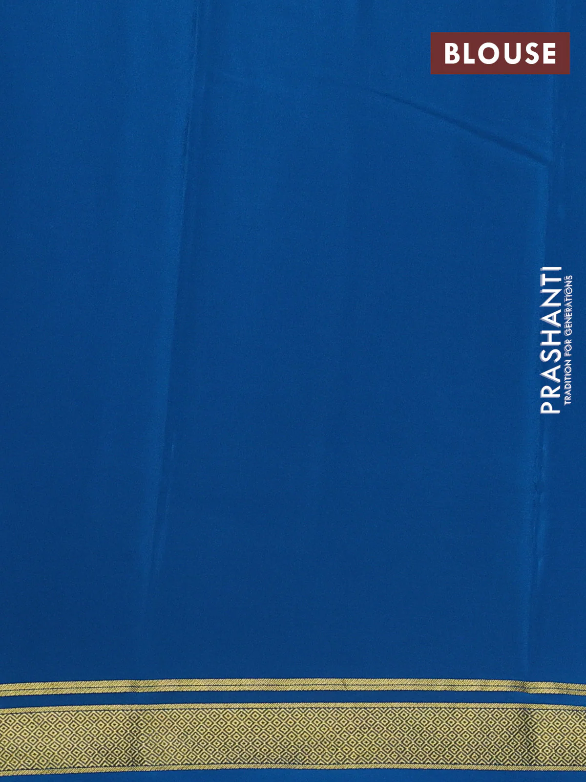 Pure mysore silk saree cs blue with plain body and zari woven border - Image 3