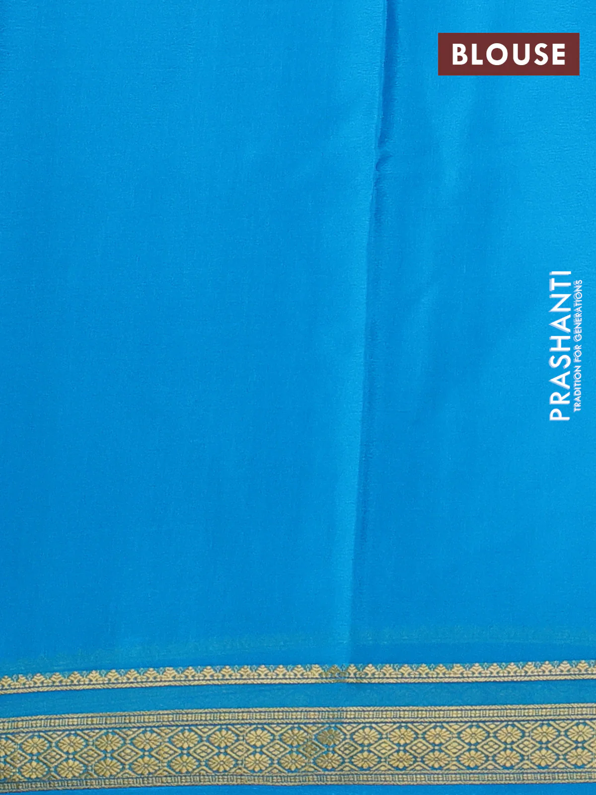 Pure mysore silk saree cs blue with plain body and zari woven border - Image 3