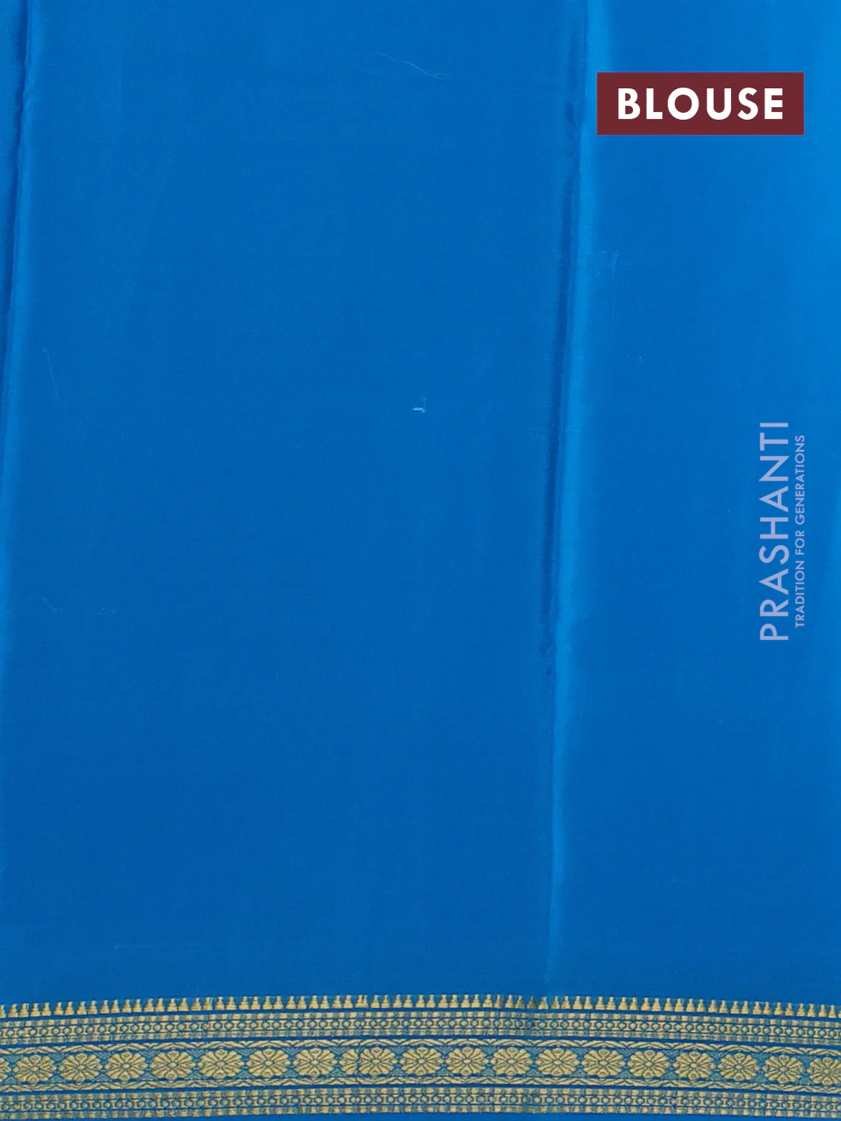 Pure mysore silk saree cs blue with plain body and zari woven border - Image 3
