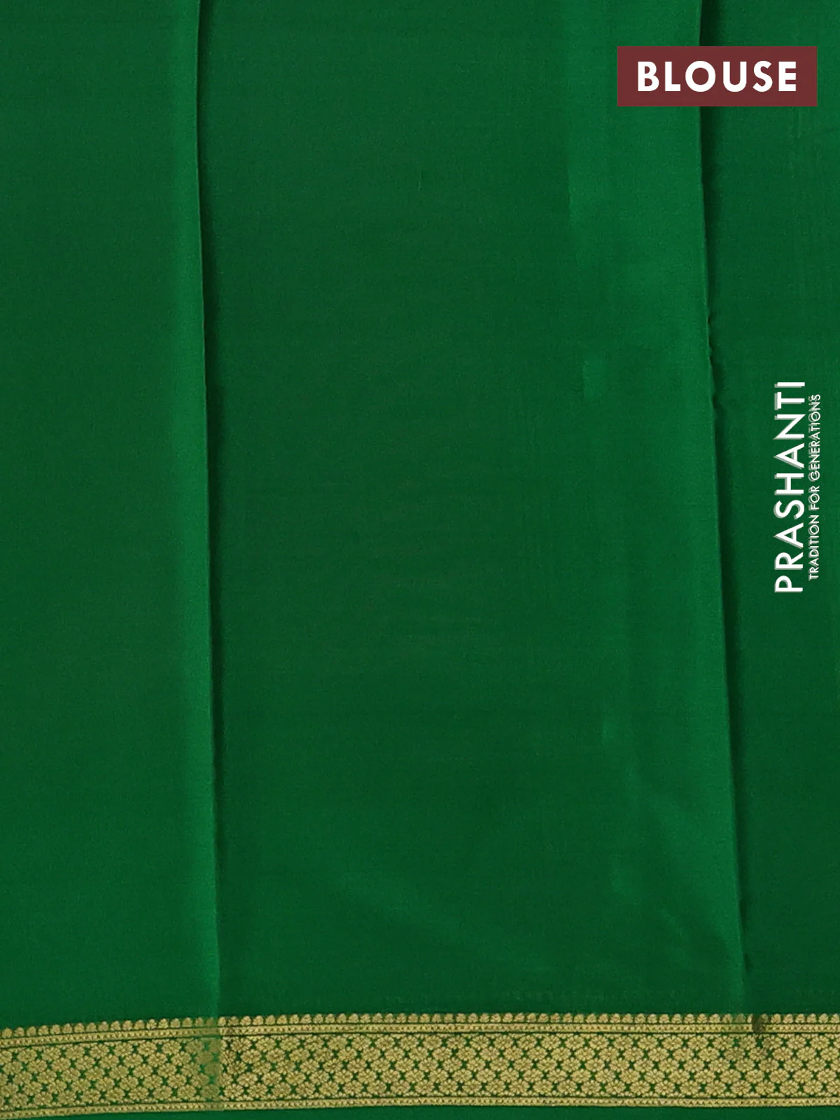Pure mysore silk saree dark pink and green with plain body and zari woven border - Image 3