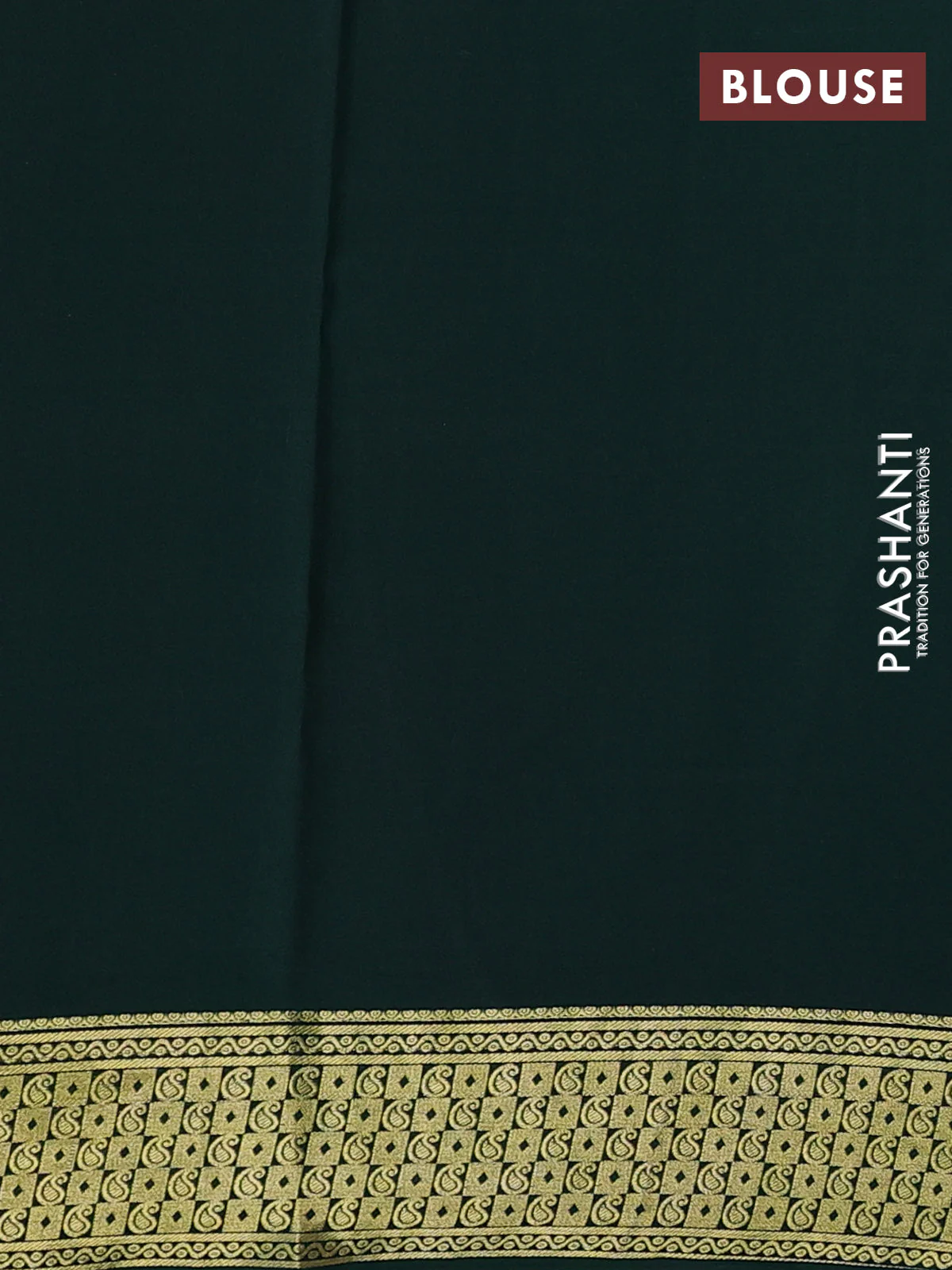 Pure mysore silk saree deep maroon and bottle green with allover zari checks & buttas and zari woven border - Image 3