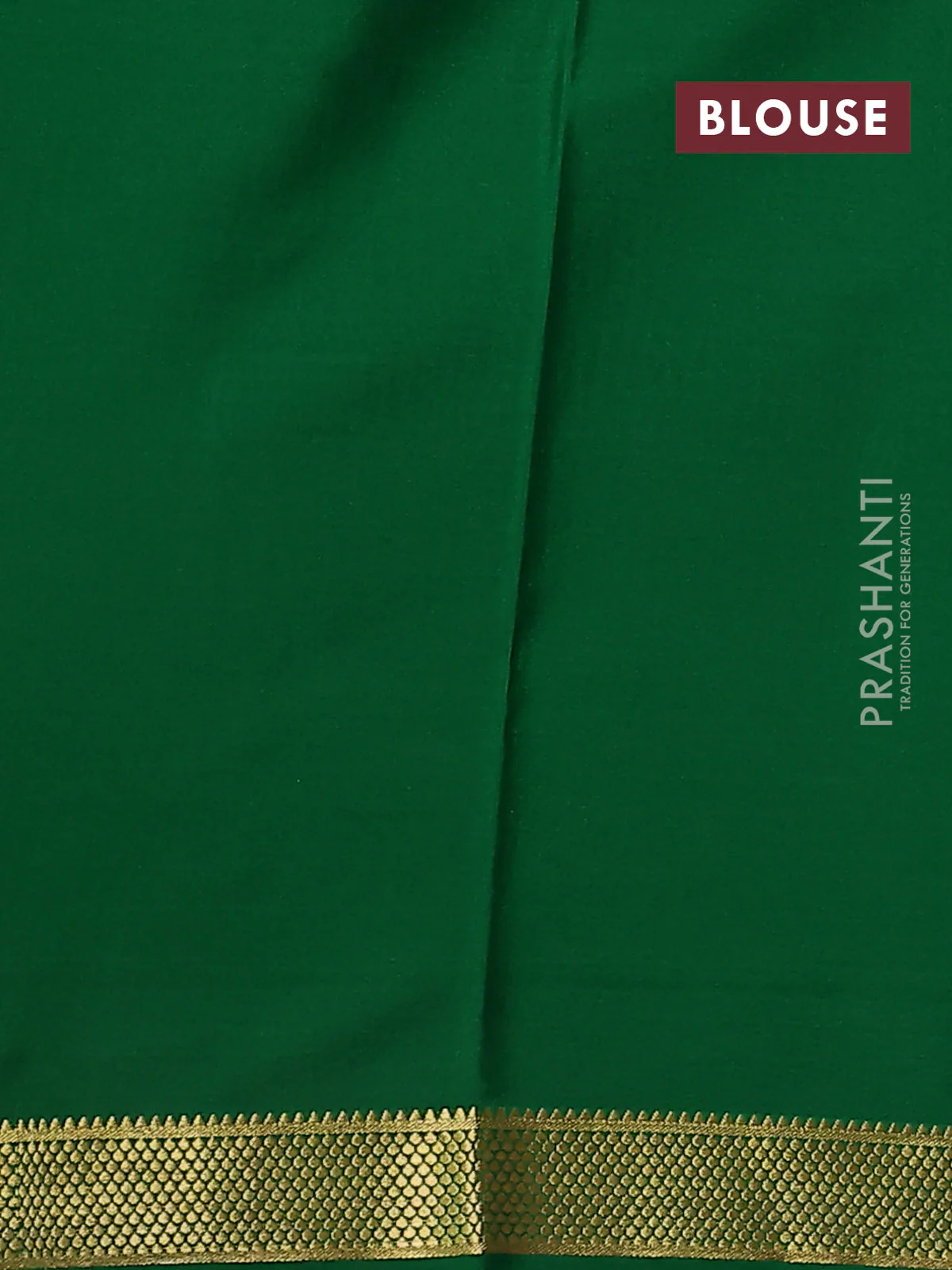 Pure mysore silk saree deep maroon and green with allover small zari checked pattern and zari woven border - Image 4