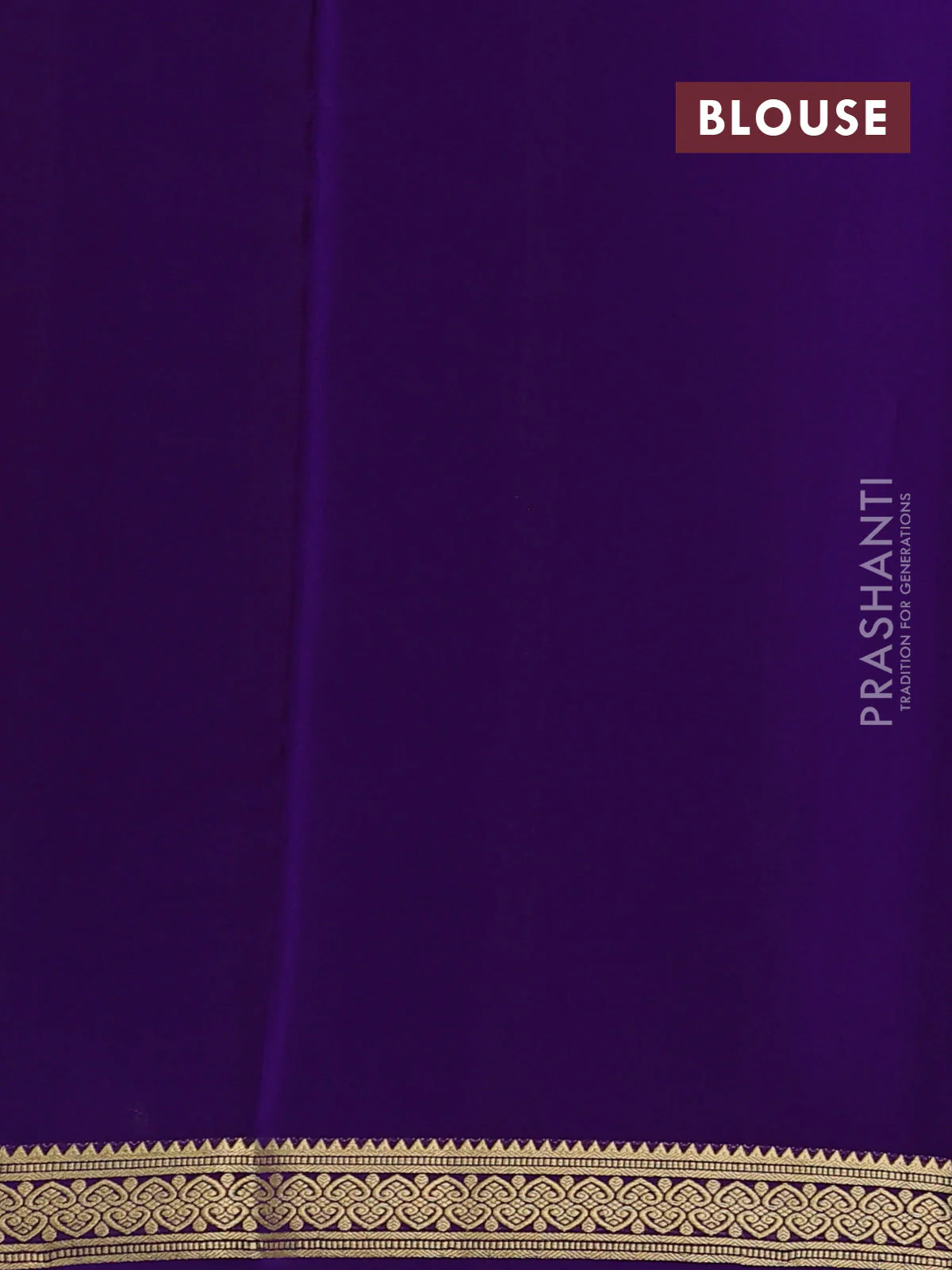 Pure mysore silk saree deep purple with allover zari small checked pattern and zari woven border - Image 3