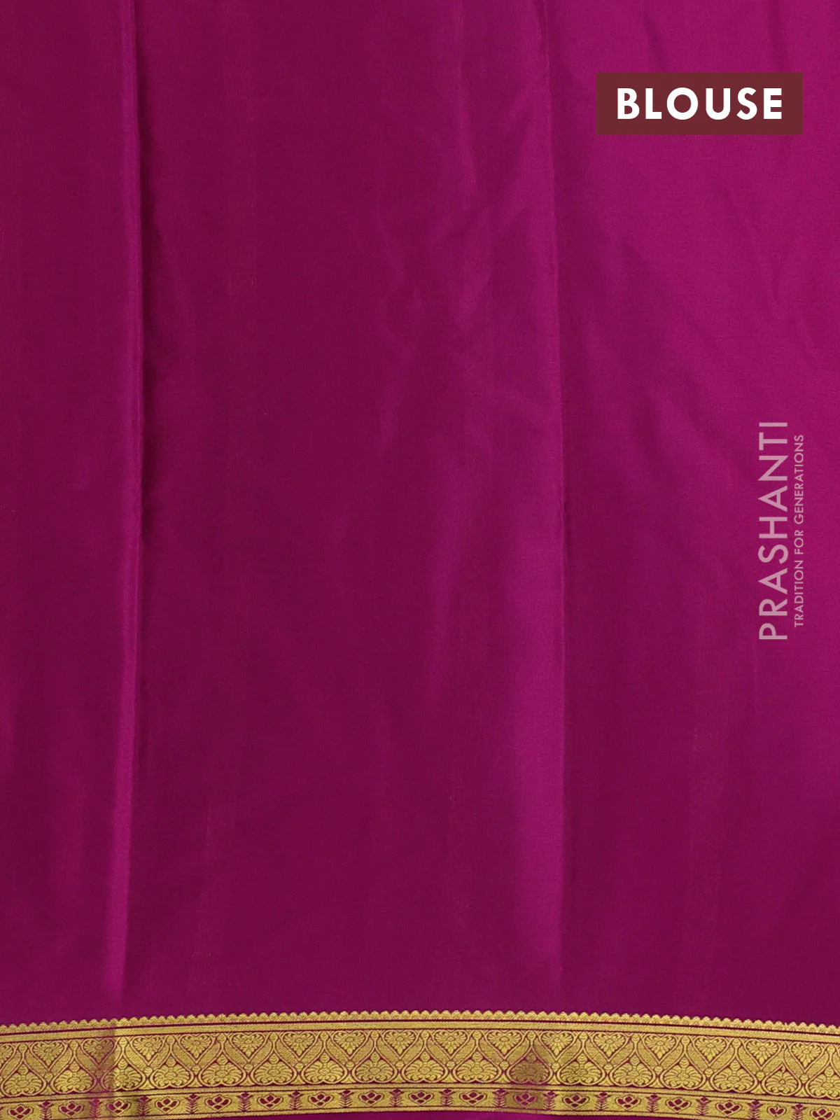 Pure mysore silk saree green and magenta pink with plain body and zari woven border - Image 3