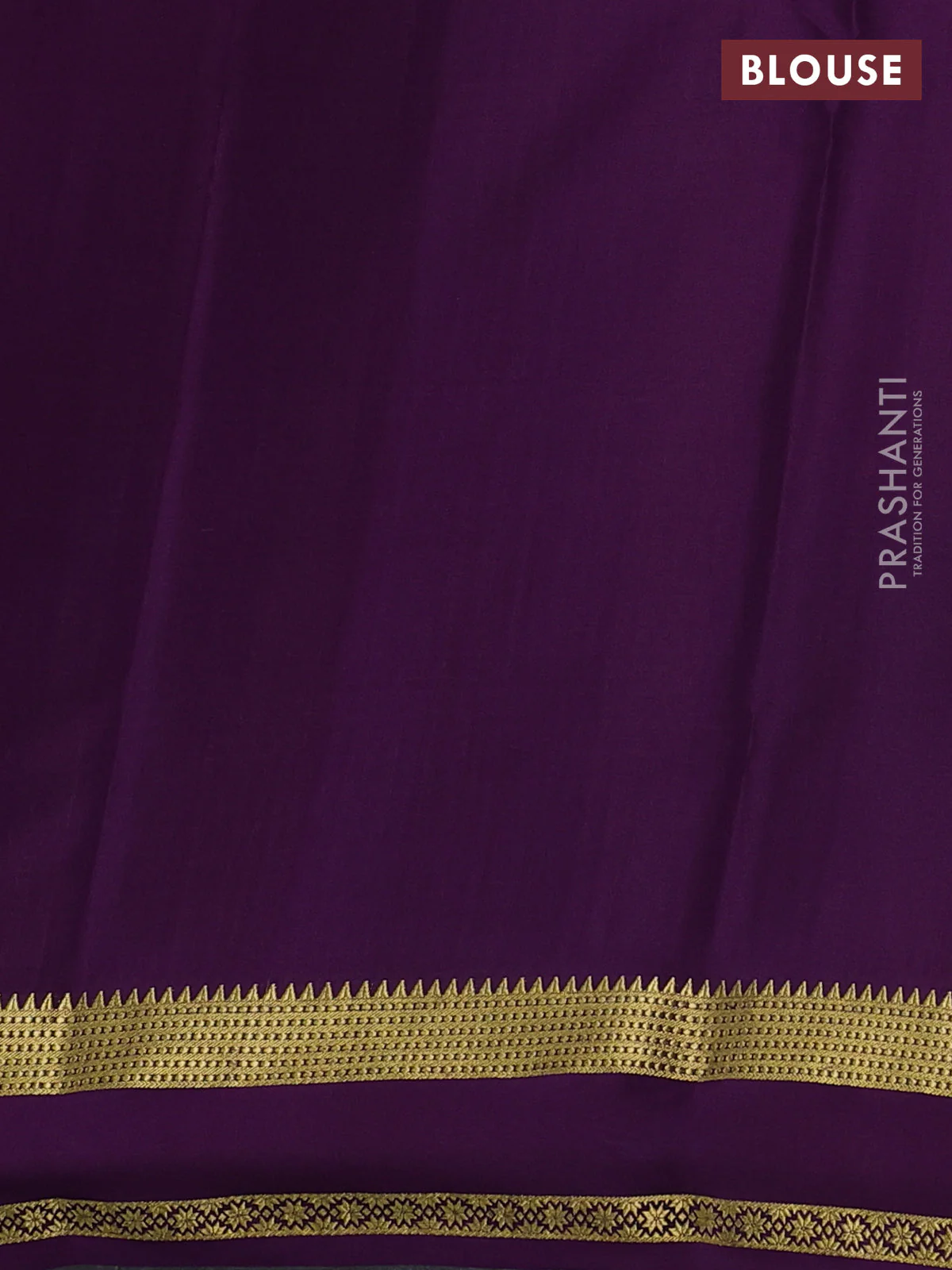Pure mysore silk saree green and purple with allover zari checked pattern and rettapet zari woven border - Image 3