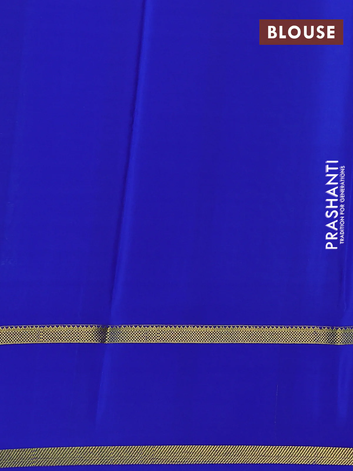 Pure mysore silk saree green and royal blue with allover zari checked pattern and long rettapet zari woven border - Image 3