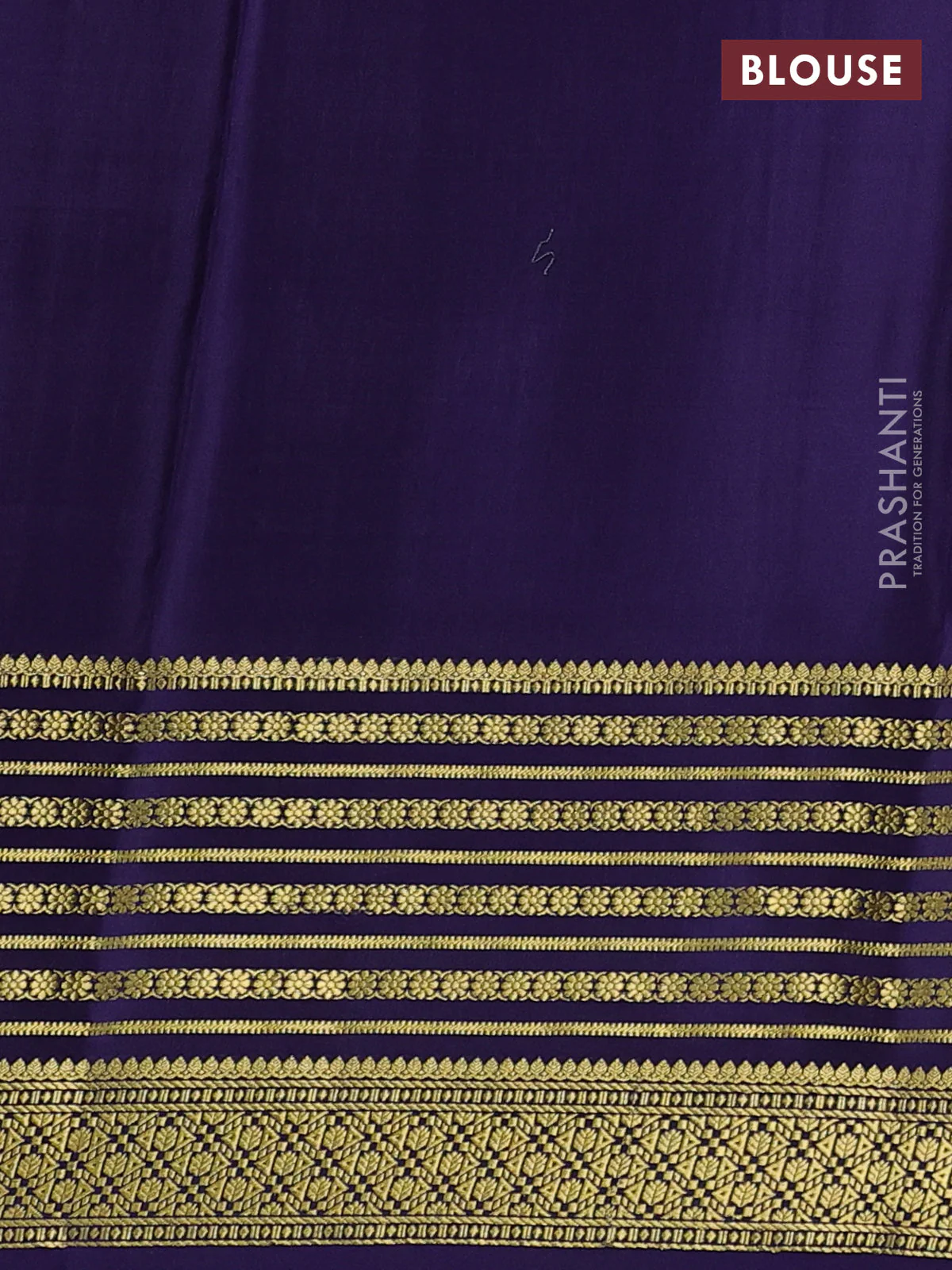 Pure mysore silk saree green and violet with allover zari woven stripes pattern and zari woven border - Image 3