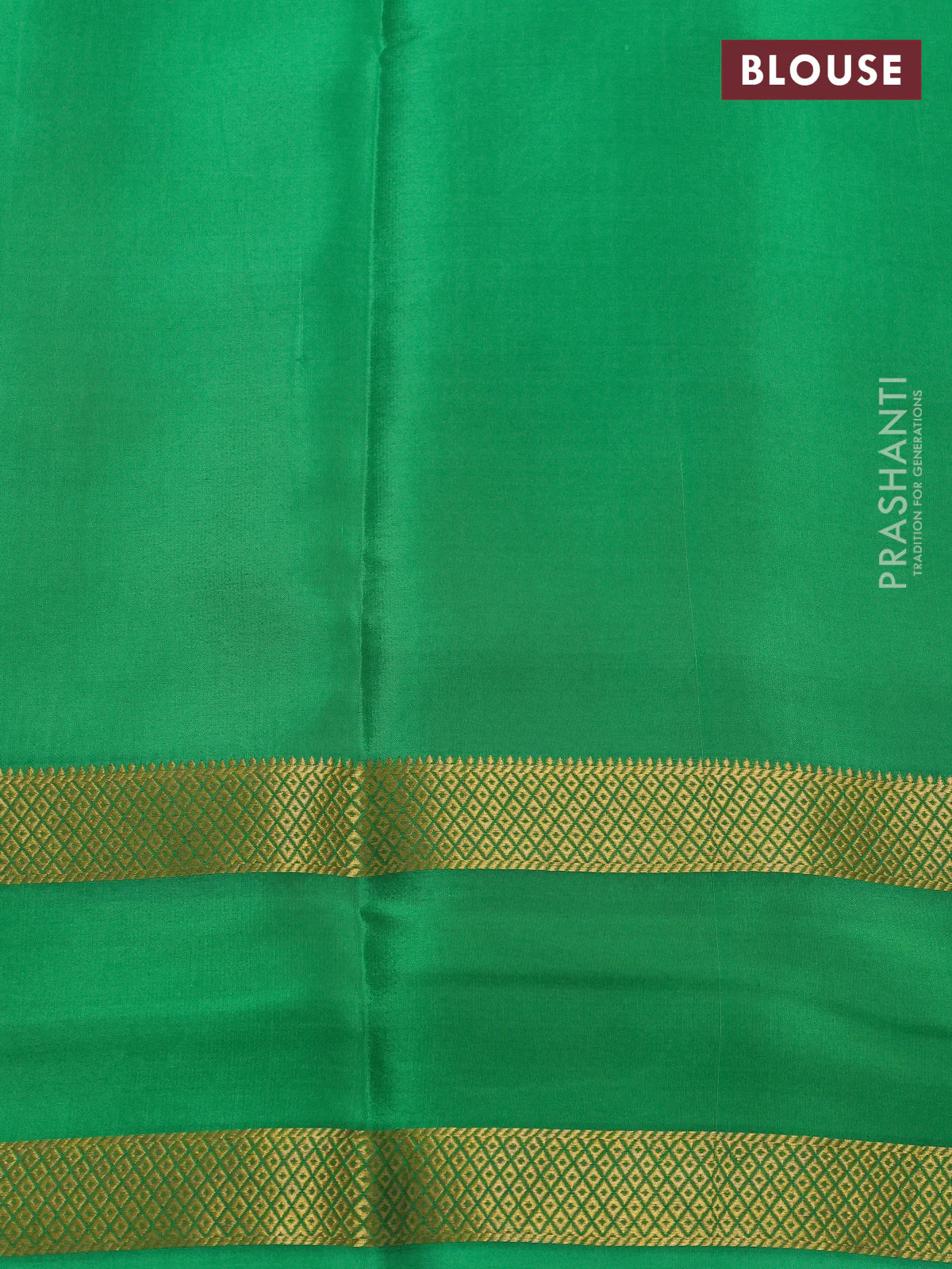 Pure mysore silk saree green with allover checks & geometric prints and rettapet zari woven border - Image 4